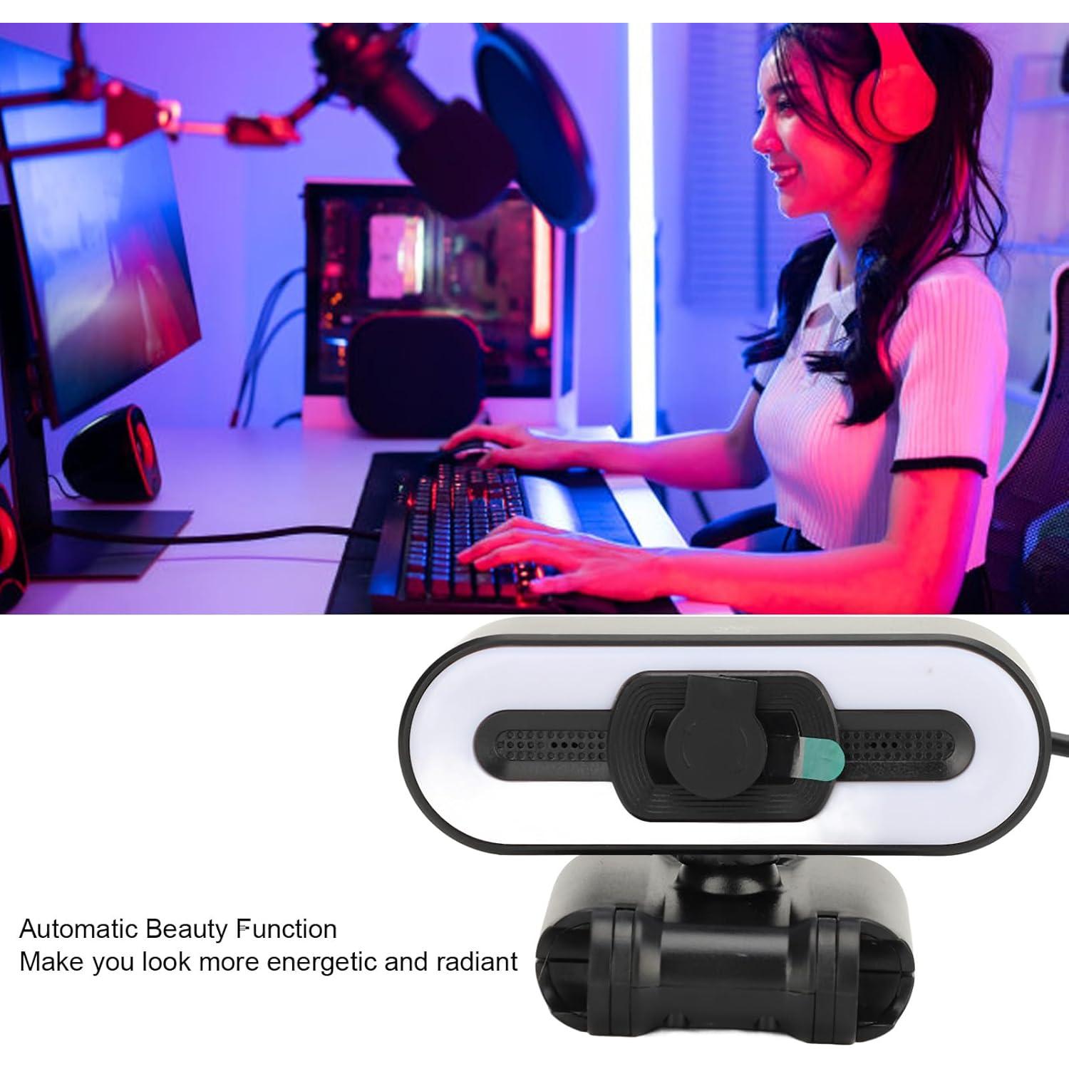 Cámara Web 4K Diydeg con Micrófono y Luz de Relleno