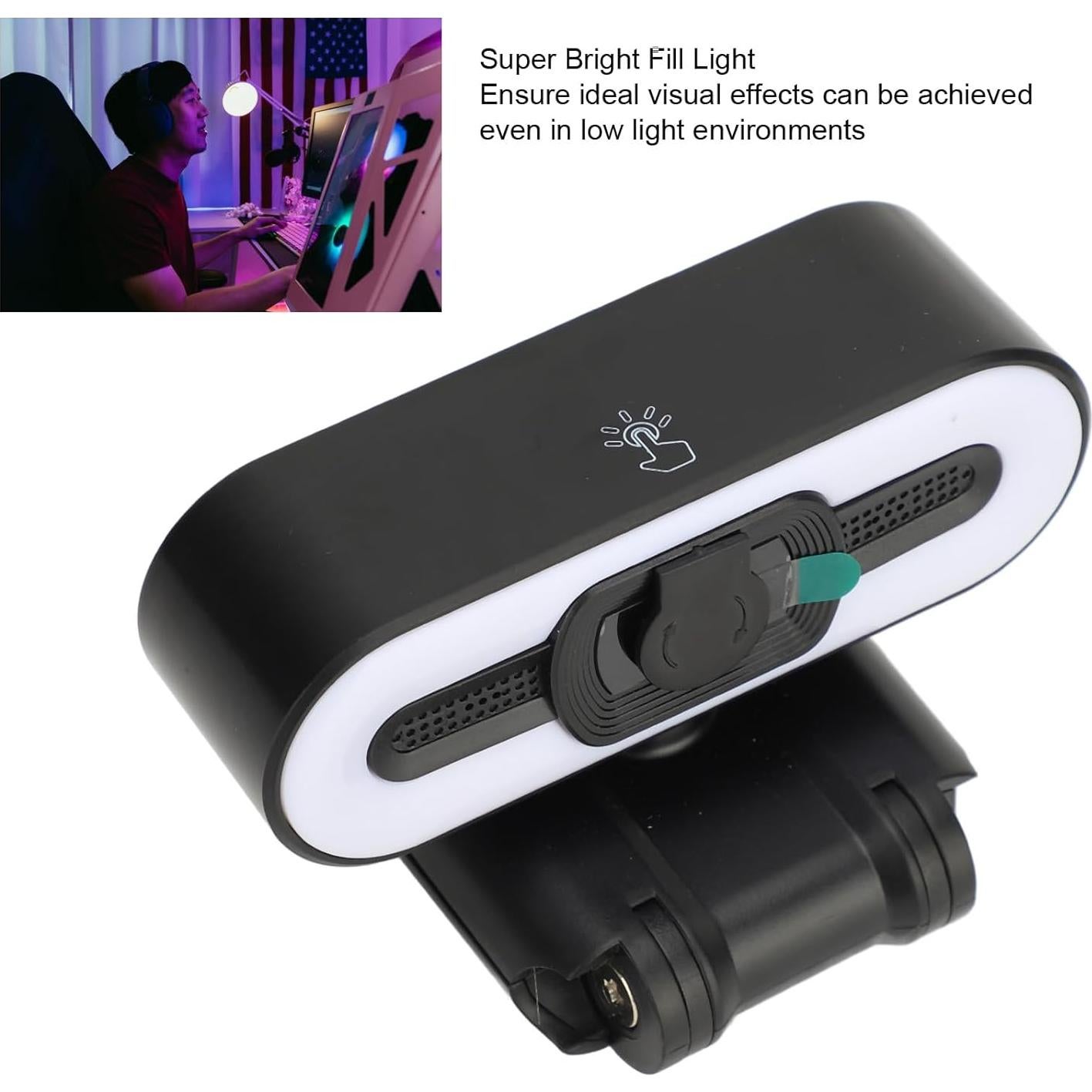 Cámara Web 4K Diydeg con Micrófono y Luz de Relleno