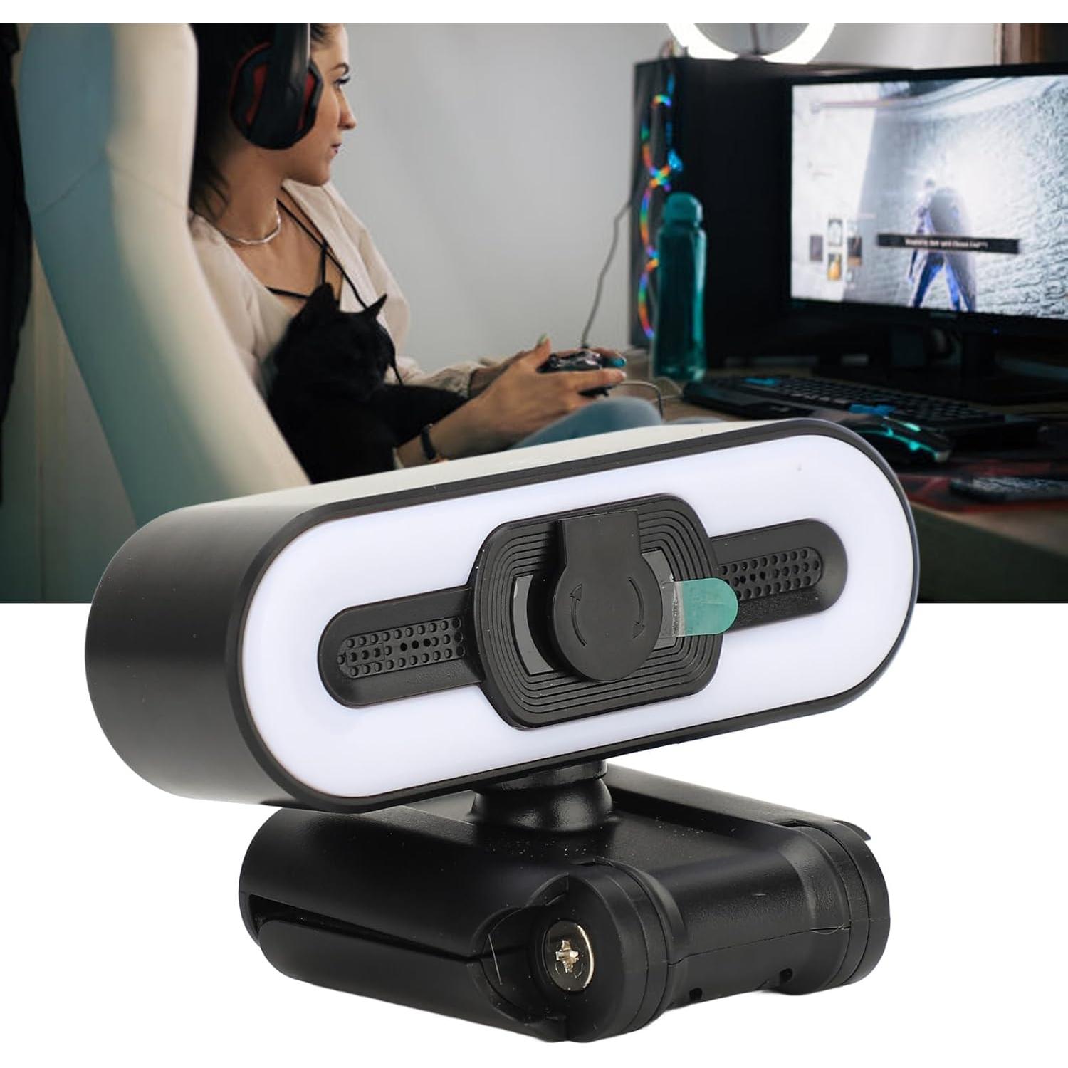 Cámara Web 4K Diydeg con Micrófono y Luz de Relleno