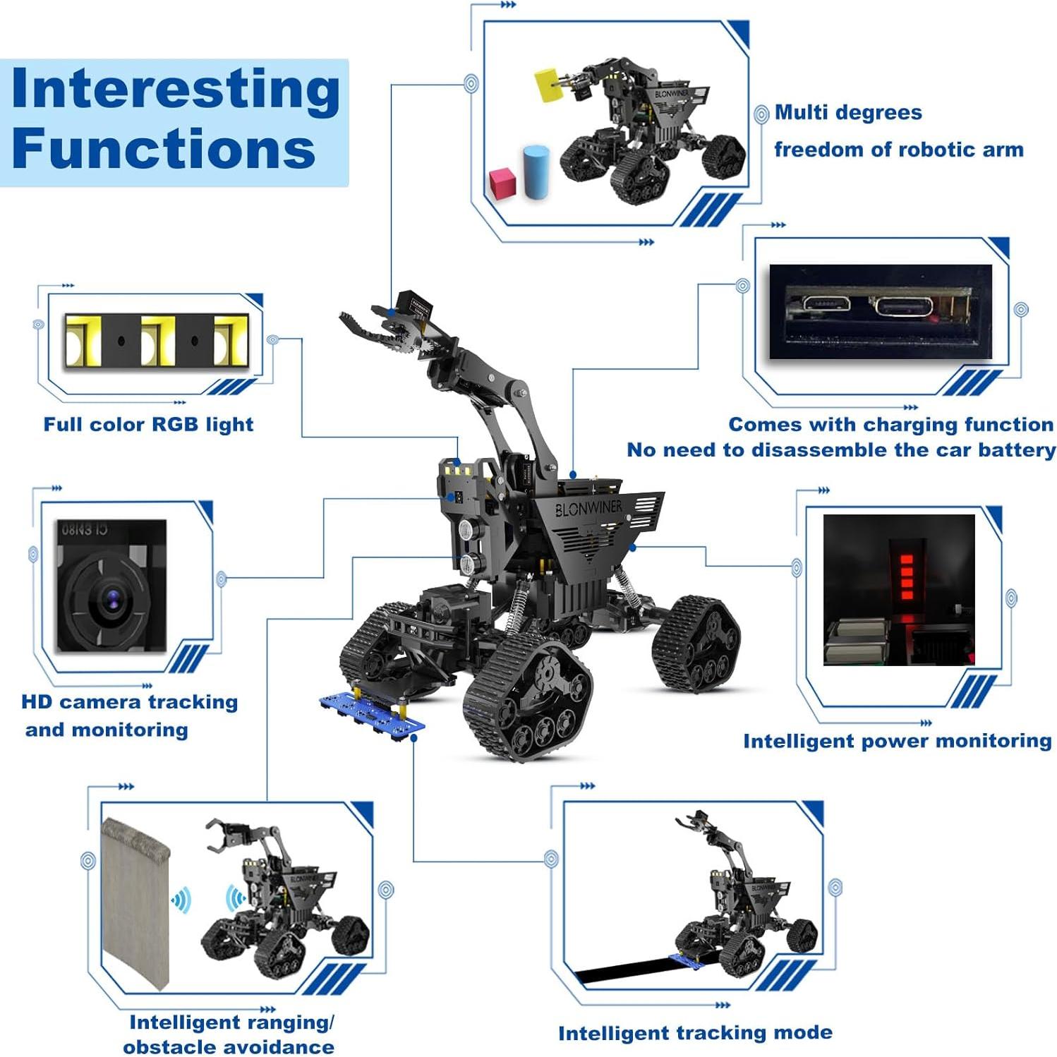 Kit de Coche Robot BLONWINER 2 en 1 para Programación STEM