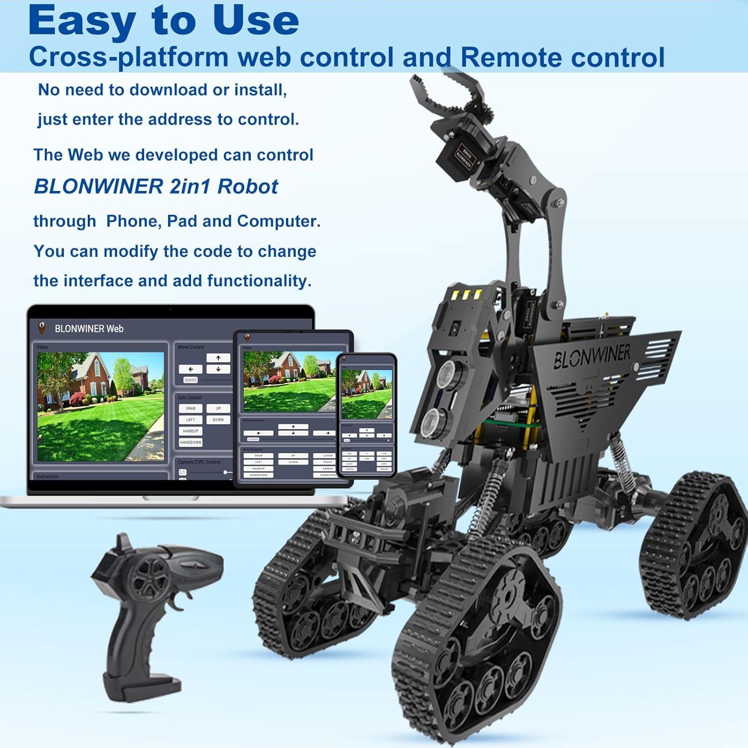 Kit de Coche Robot BLONWINER 2 en 1 para Programación STEM