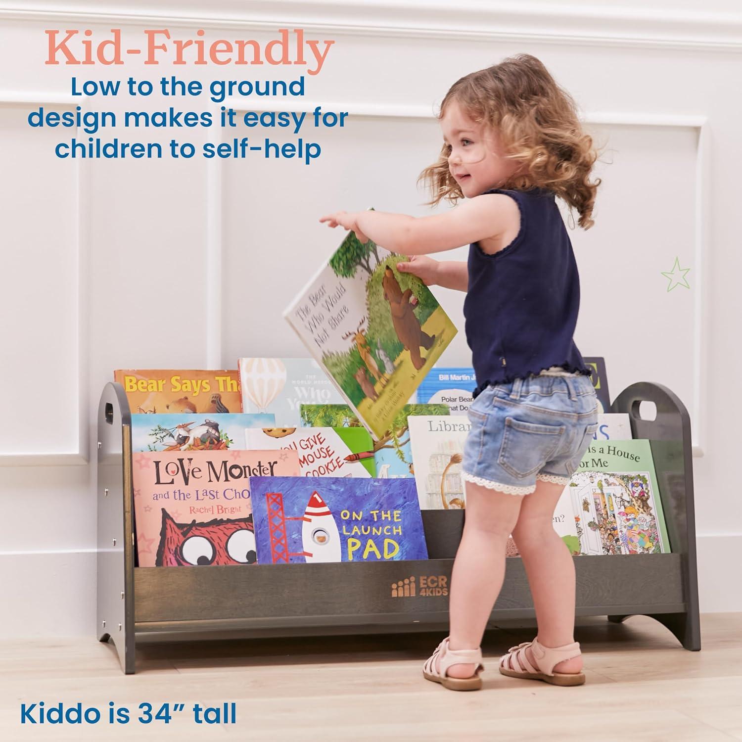 Estantería de Libros ECR4Kids 3 Estantes Lavado Gris