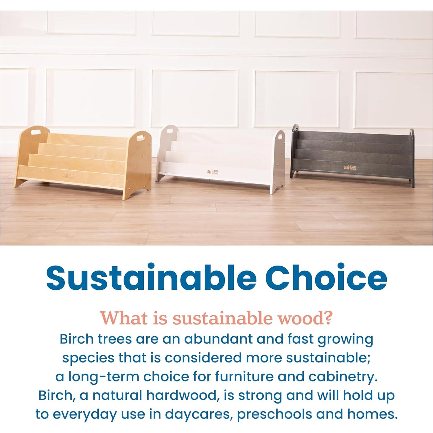 Estantería de Libros ECR4Kids 3 Estantes Lavado Gris