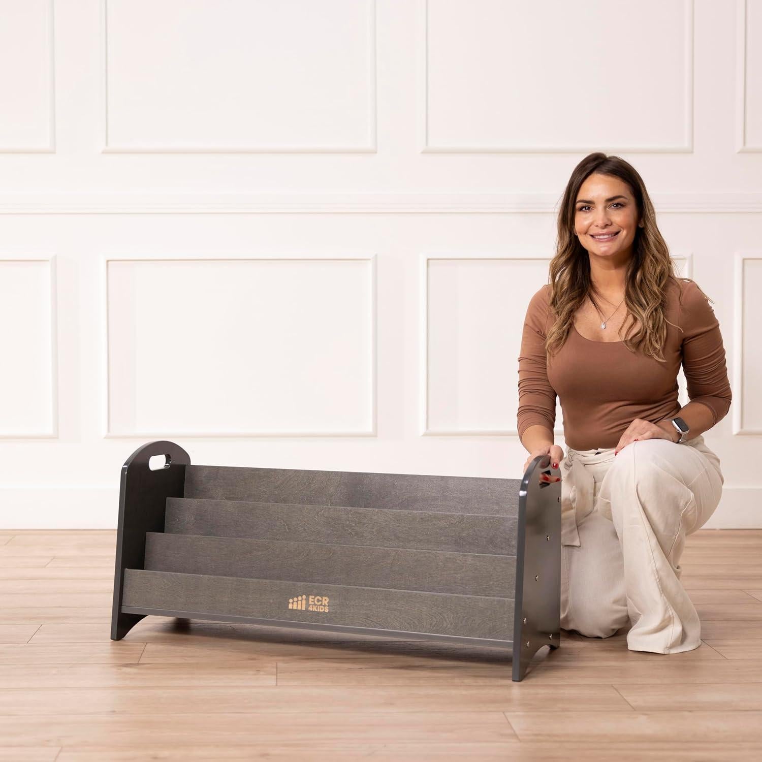 Estantería de Libros ECR4Kids 3 Estantes Lavado Gris