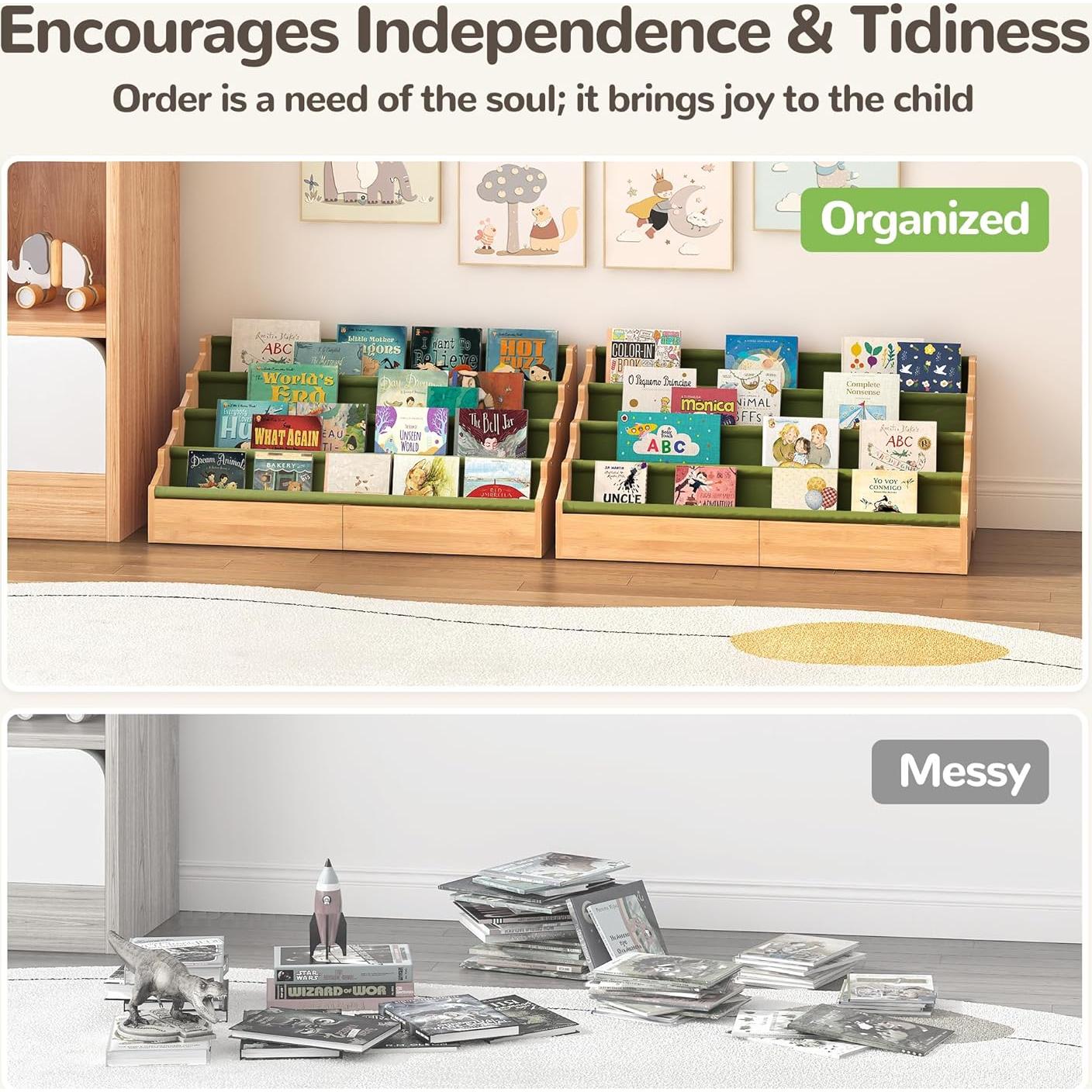 Estantería Montessori ELYKEN para Niños Verde 73.7x40.1 cm