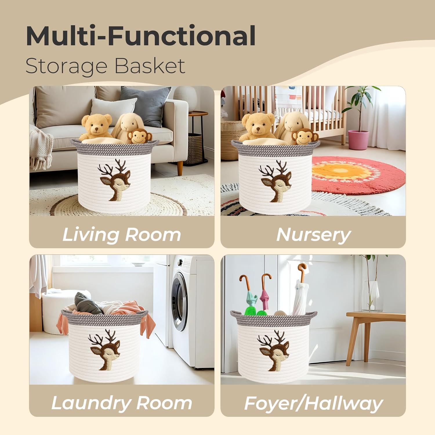 Cesta de Almacenamiento Kemina Ciervo Grande 38.1x27.9 cm