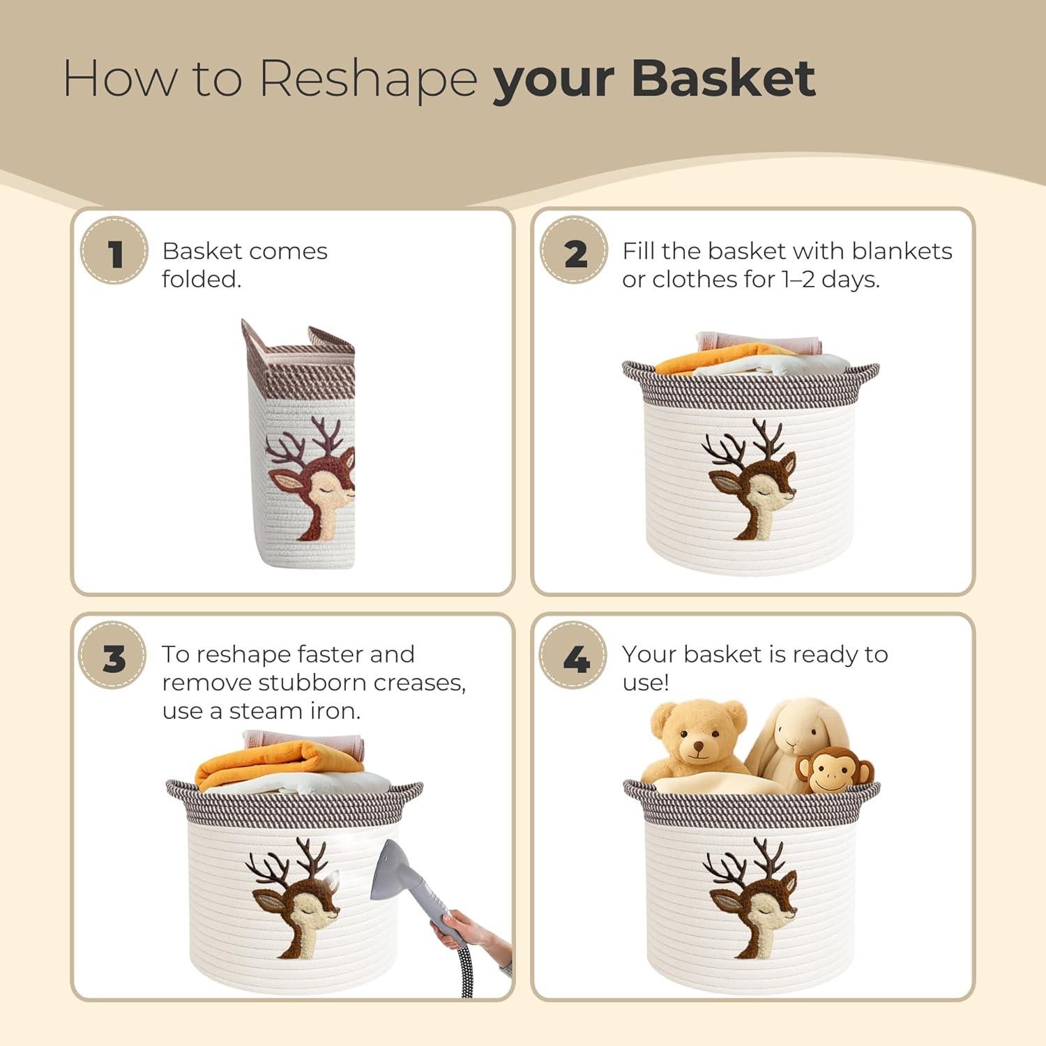 Cesta de Almacenamiento Kemina Ciervo Grande 38.1x27.9 cm