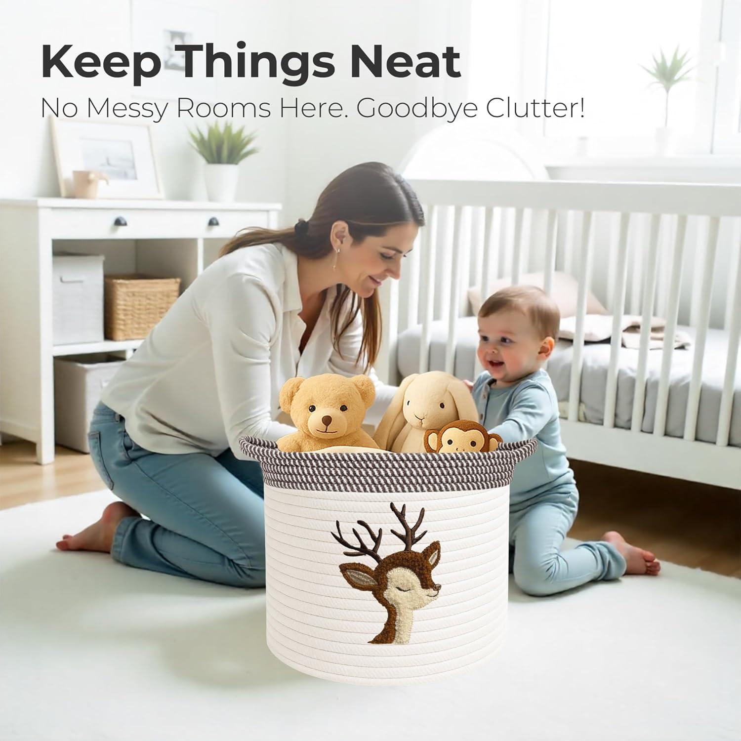 Cesta de Almacenamiento Kemina Ciervo Grande 38.1x27.9 cm