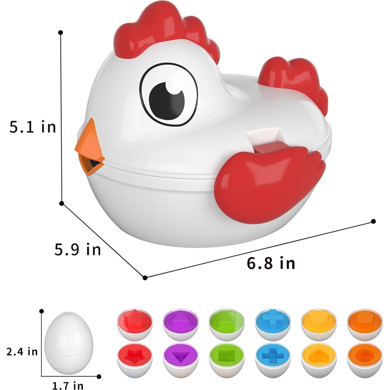 Juguete de Clasificación de Huevos TEMI - 6 Huevos Multicolor