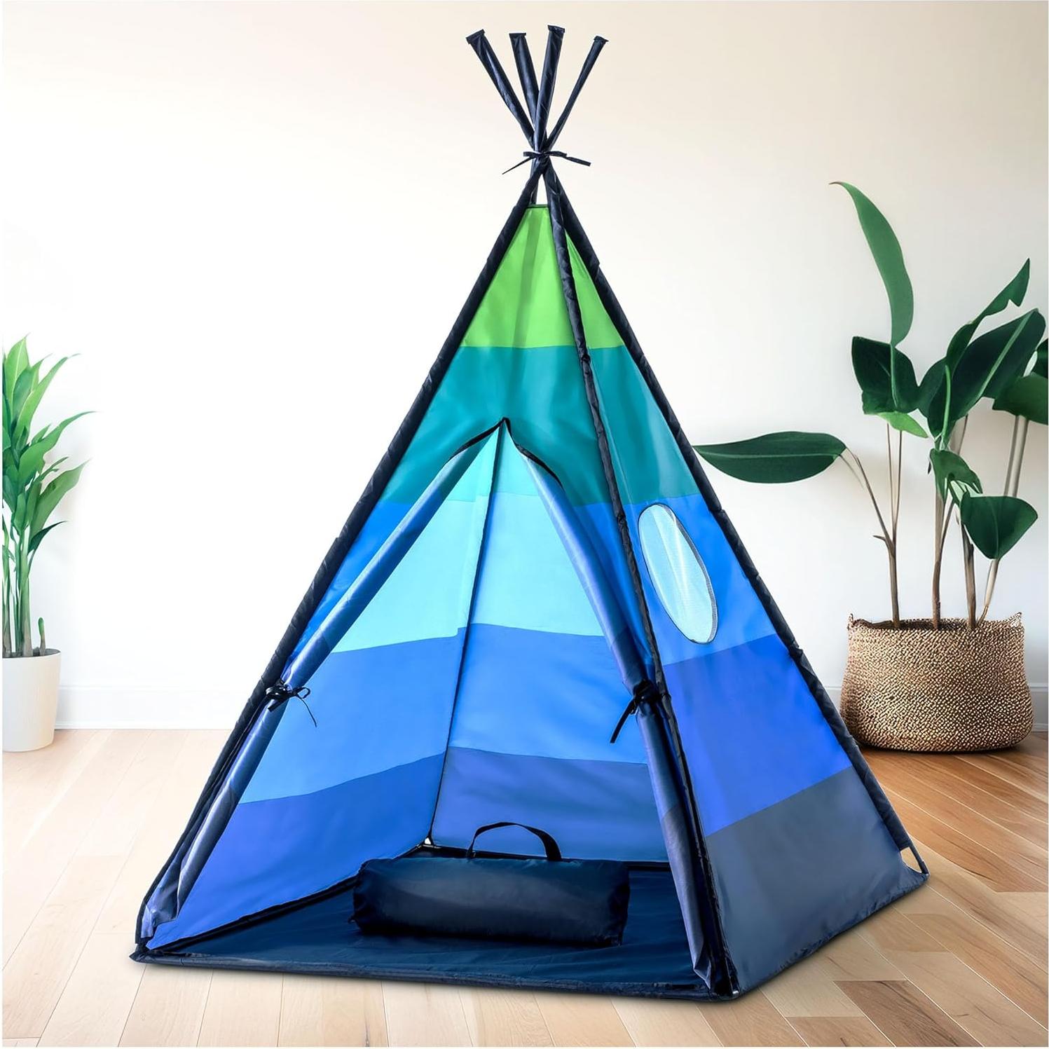 Tienda Teepee Feliz USA Toyz para Niños - Interior Azul