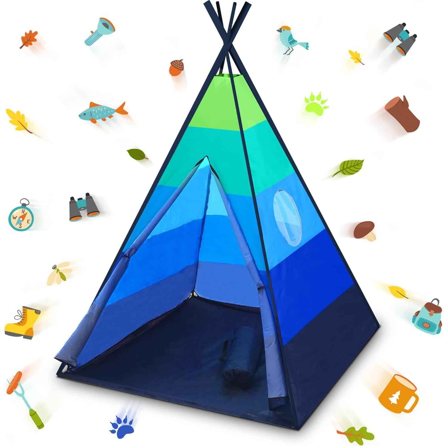 Tienda Teepee Feliz USA Toyz para Niños - Interior Azul