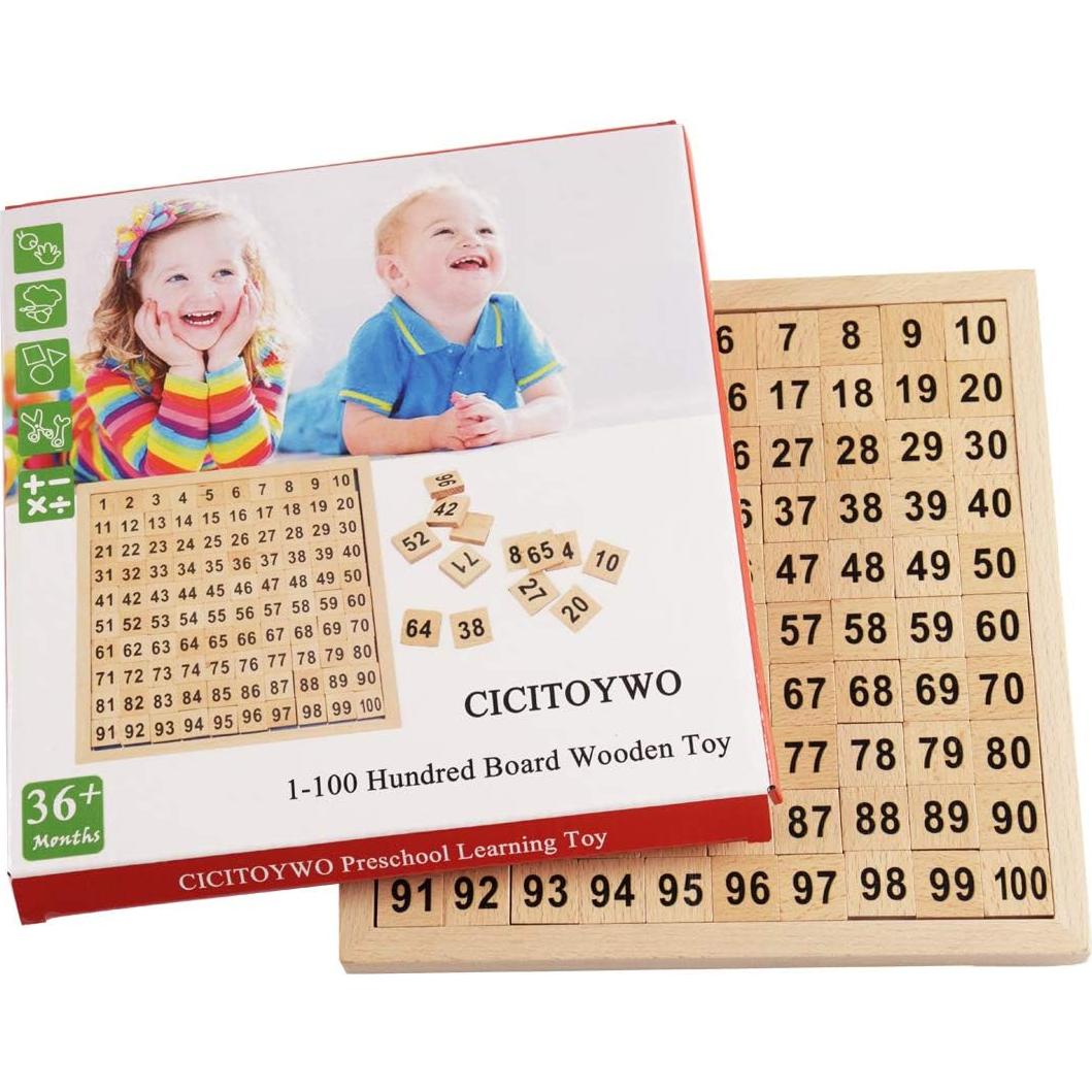 Tablero de Cien Montessori CICITOYWO - Juguete Educativo 21x21 cm