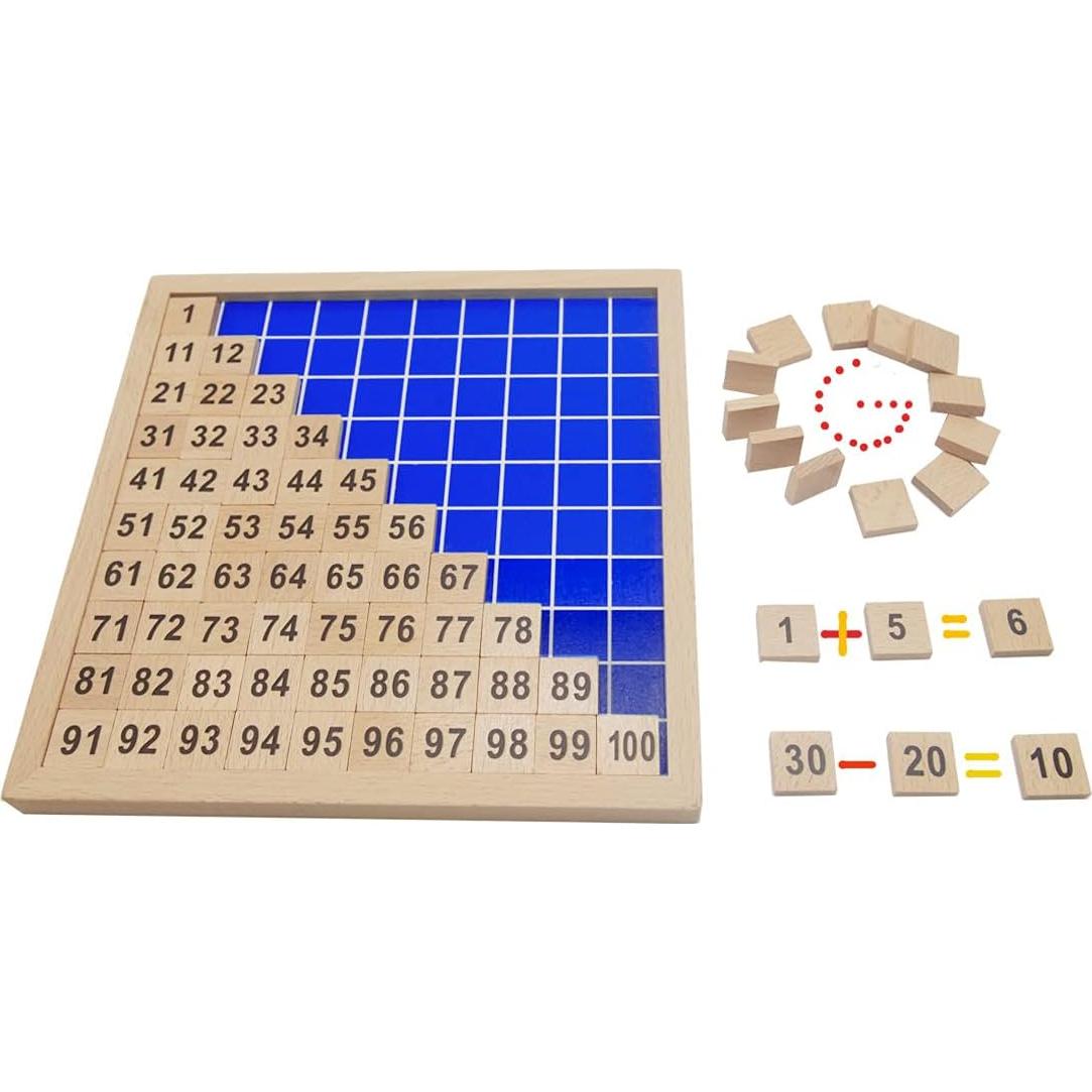 Tablero de Cien Montessori CICITOYWO - Juguete Educativo 21x21 cm