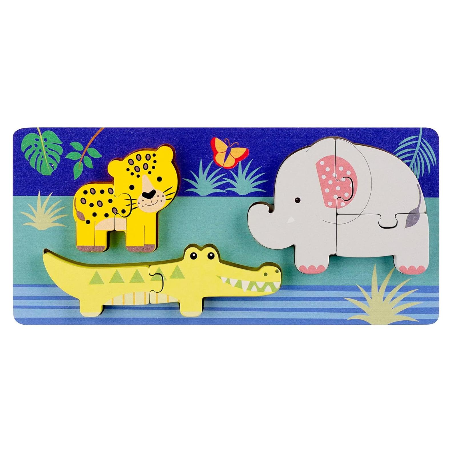 Mini Rompecabezas de Animales de la Selva Orange Tree - 8 Piezas de Madera