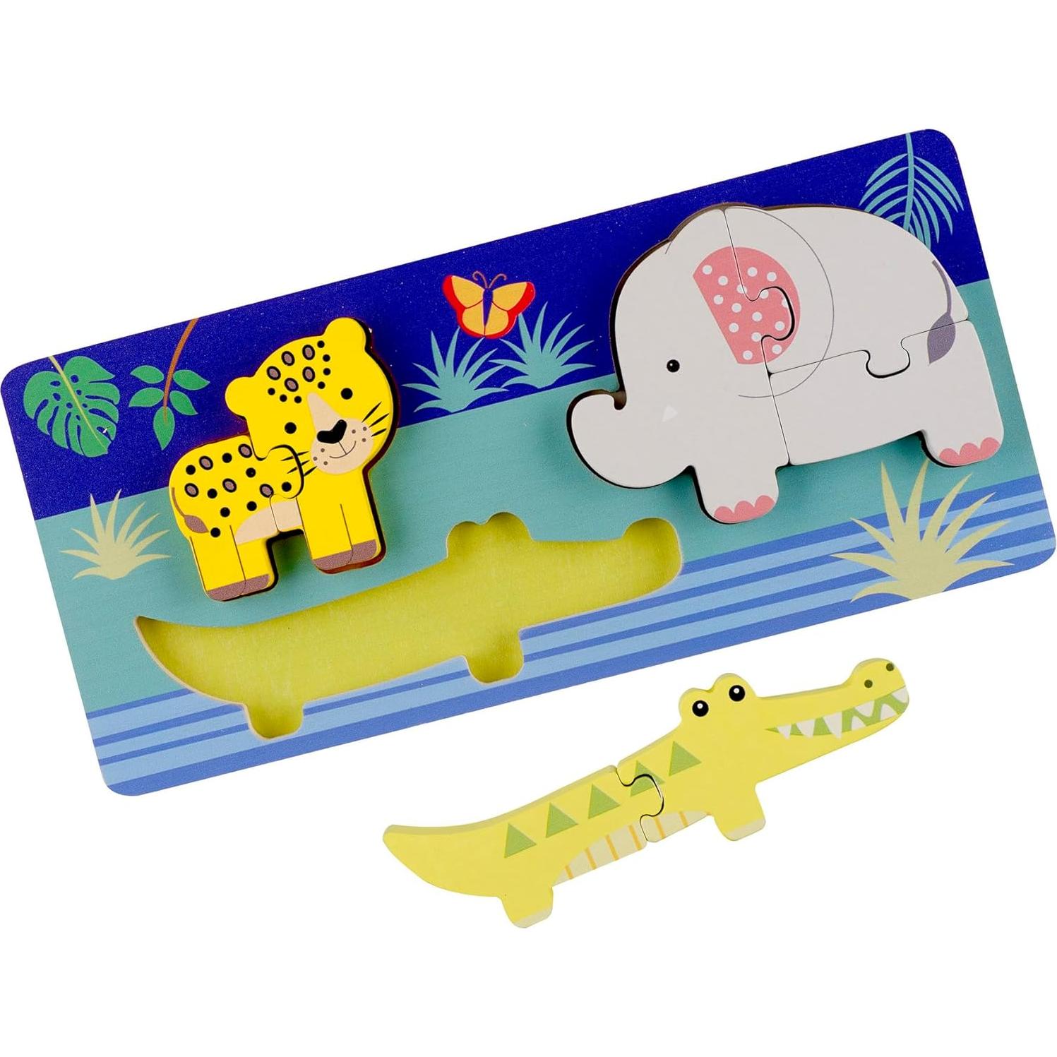 Mini Rompecabezas de Animales de la Selva Orange Tree - 8 Piezas de Madera