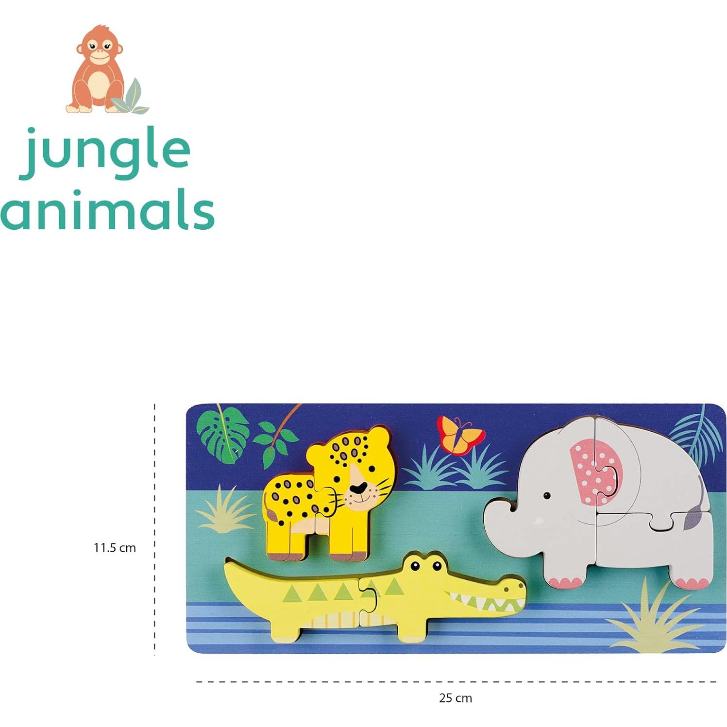 Mini Rompecabezas de Animales de la Selva Orange Tree - 8 Piezas de Madera