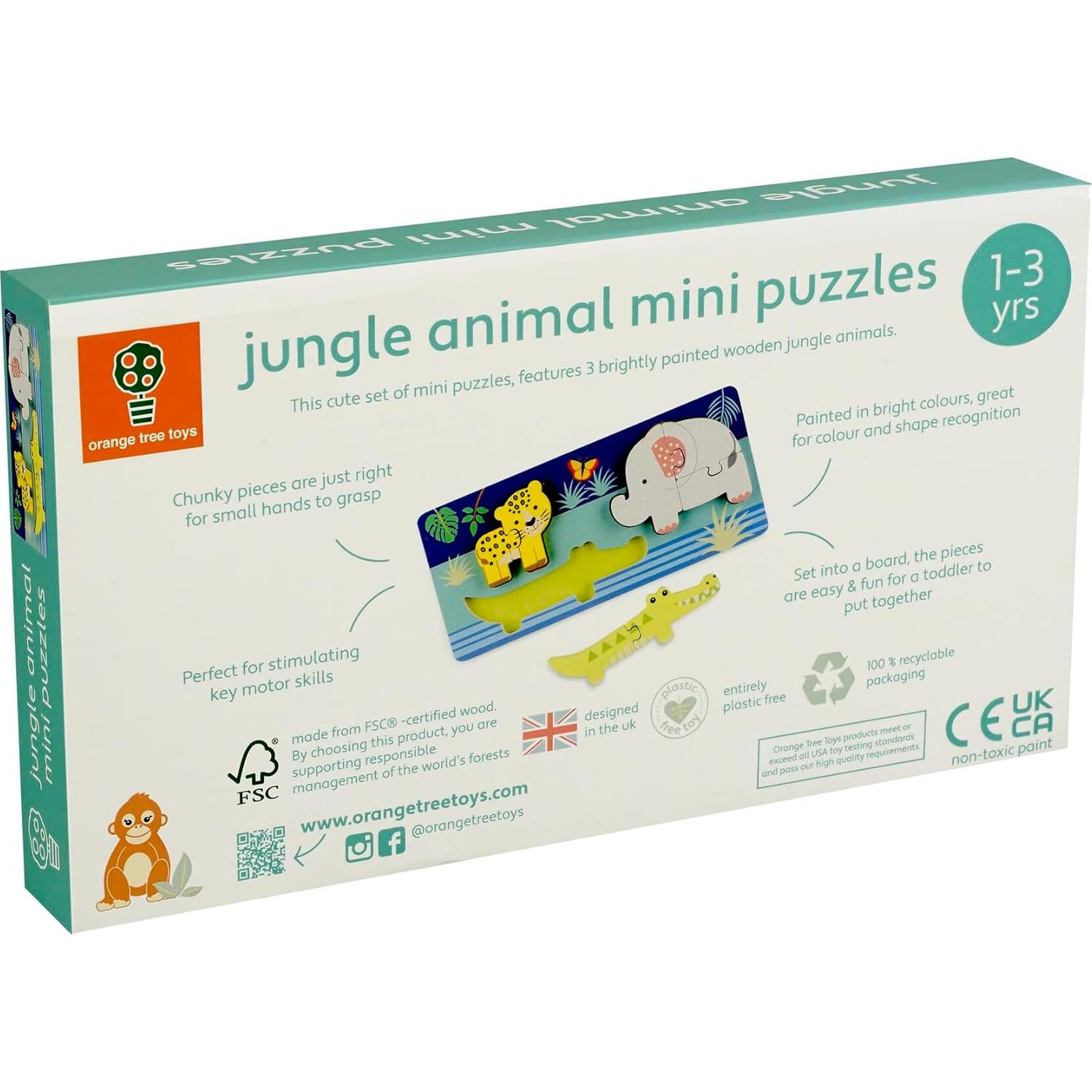 Mini Rompecabezas de Animales de la Selva Orange Tree - 8 Piezas de Madera