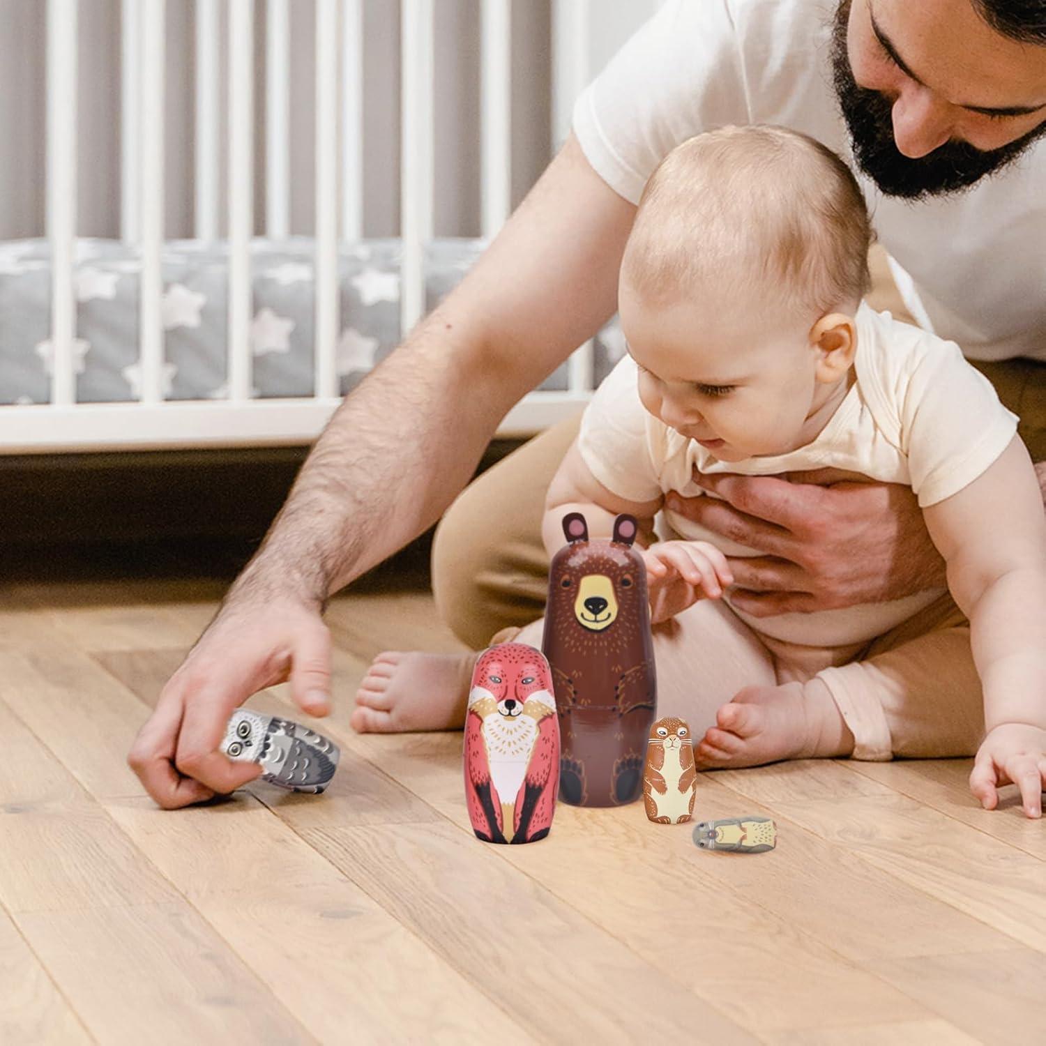 Muñecas Rusas Anidadas de Madera 5 Pcs Oso 15 cm