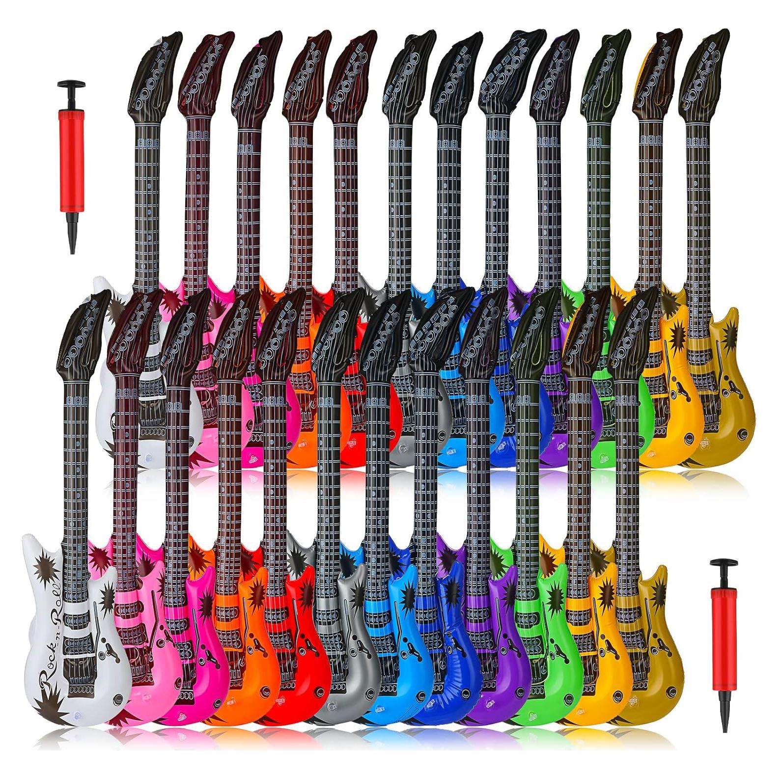 24 Guitarras Inflables Chitidr 91 cm para Fiestas 80s 90s