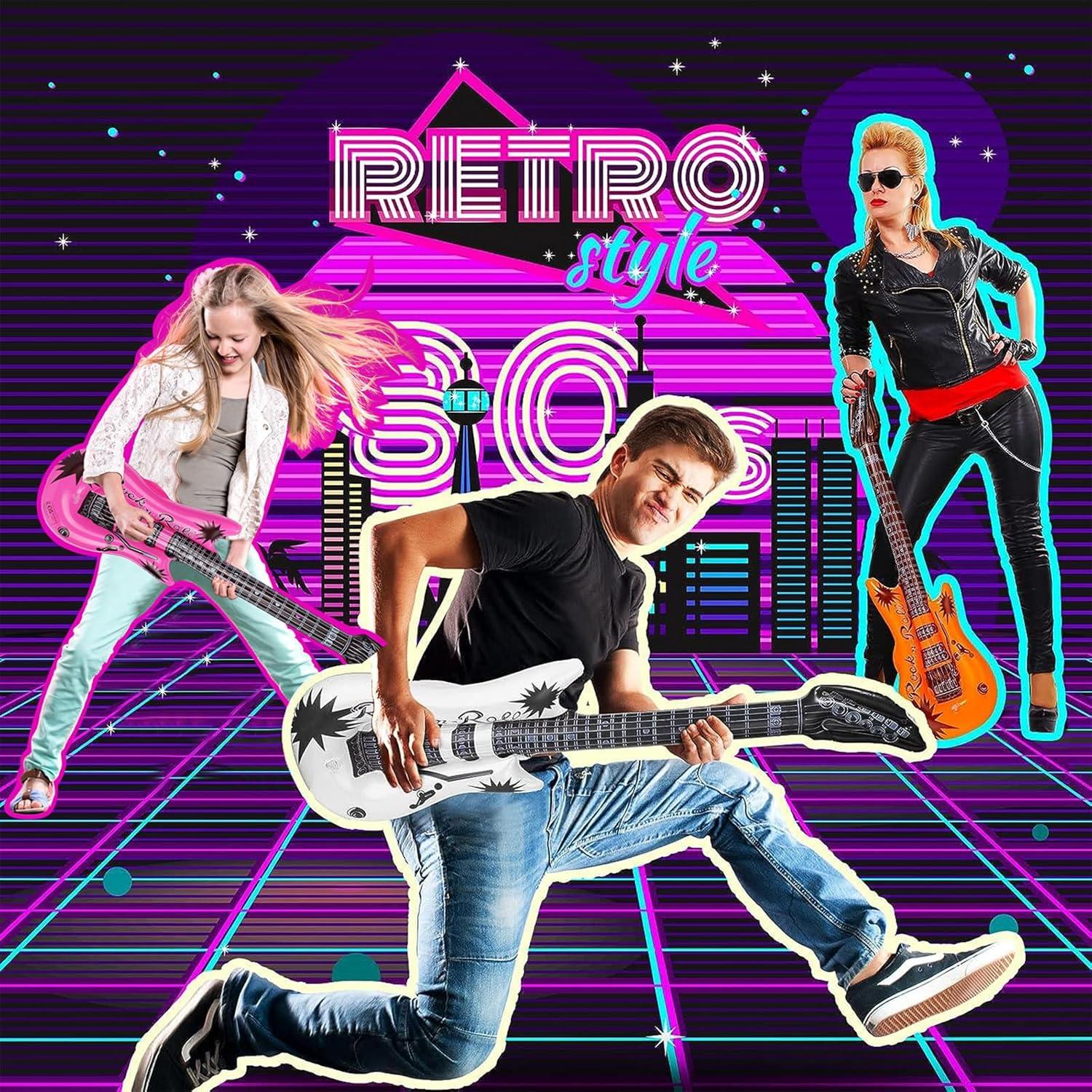 24 Guitarras Inflables Chitidr 91 cm para Fiestas 80s 90s