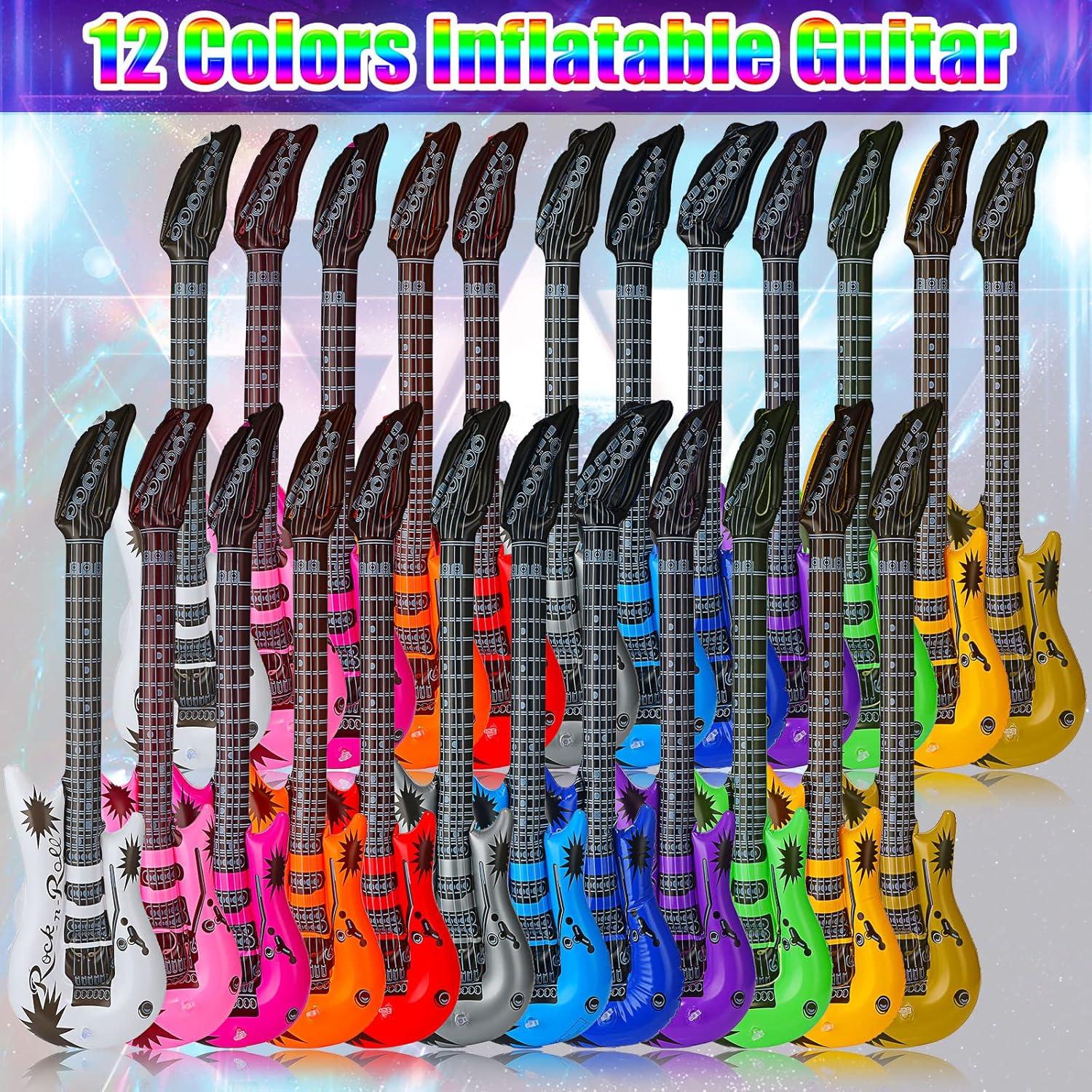 24 Guitarras Inflables Chitidr 91 cm para Fiestas 80s 90s