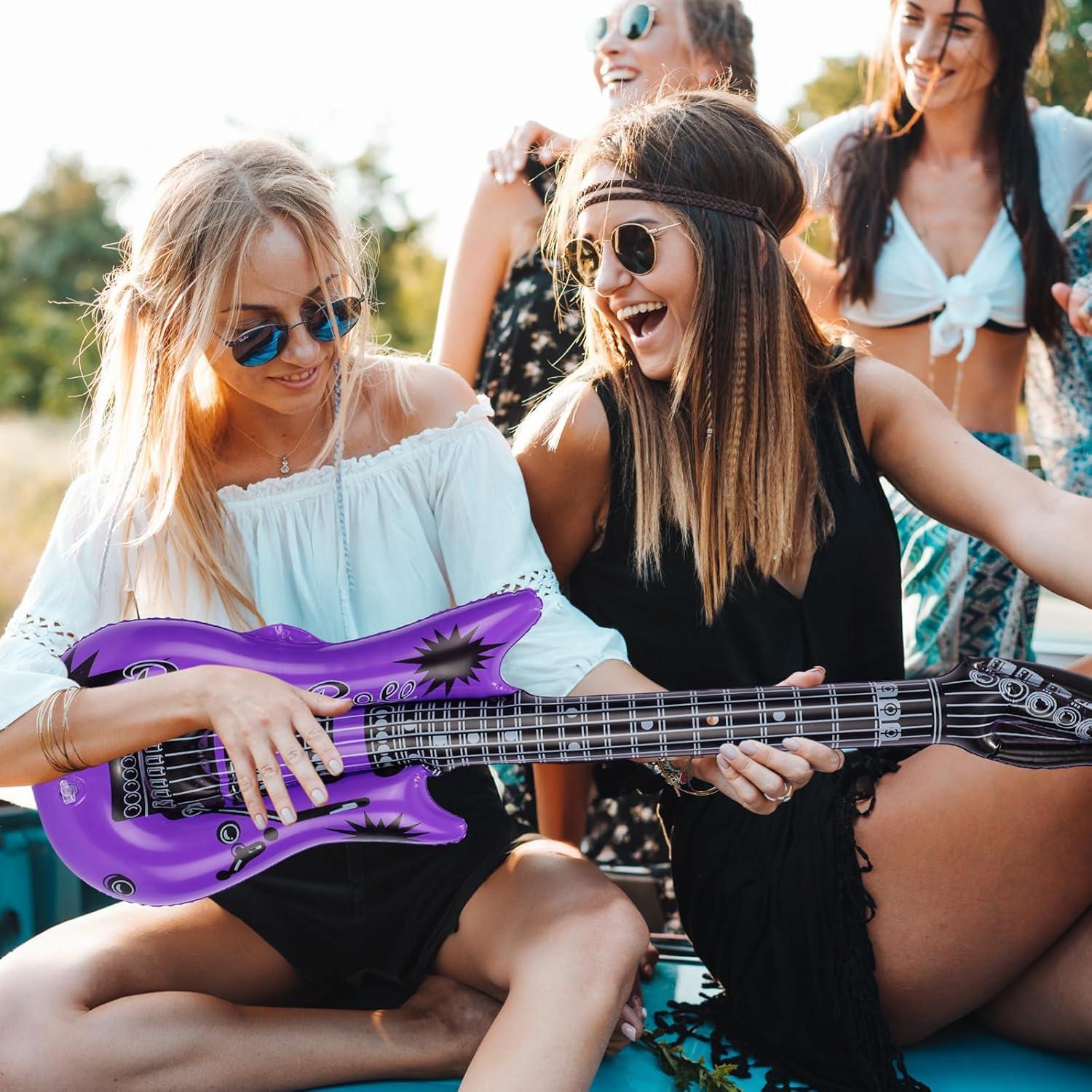 24 Guitarras Inflables Chitidr 91 cm para Fiestas 80s 90s