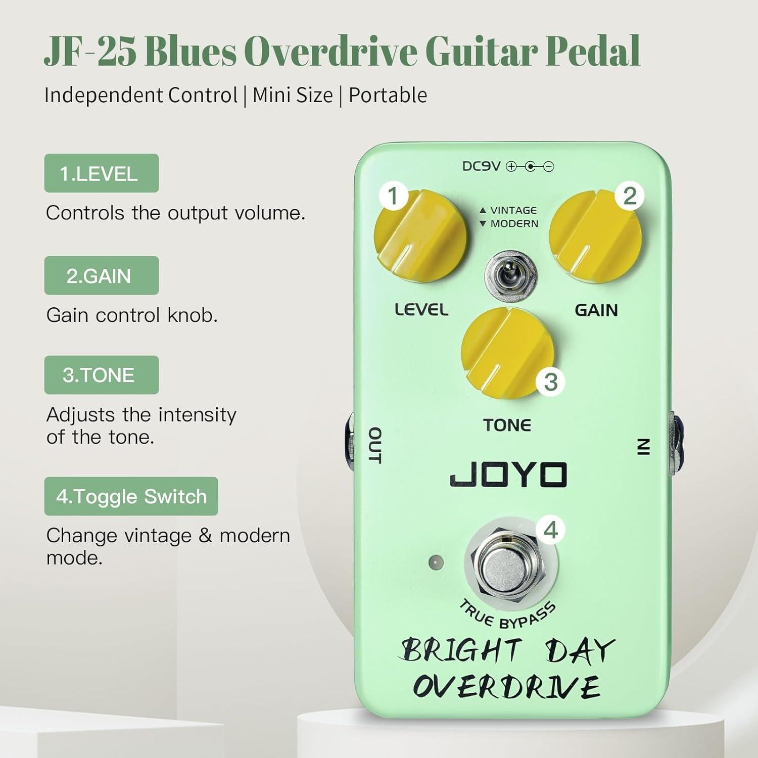 Pedal de Overdrive JOYO JF-25 Brillante para Guitarra Eléctrica