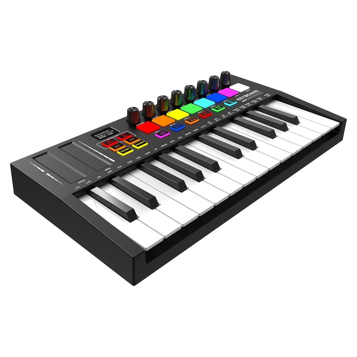 Controlador MIDI OYAYO 25 Teclas USB con Pads Retroiluminados
