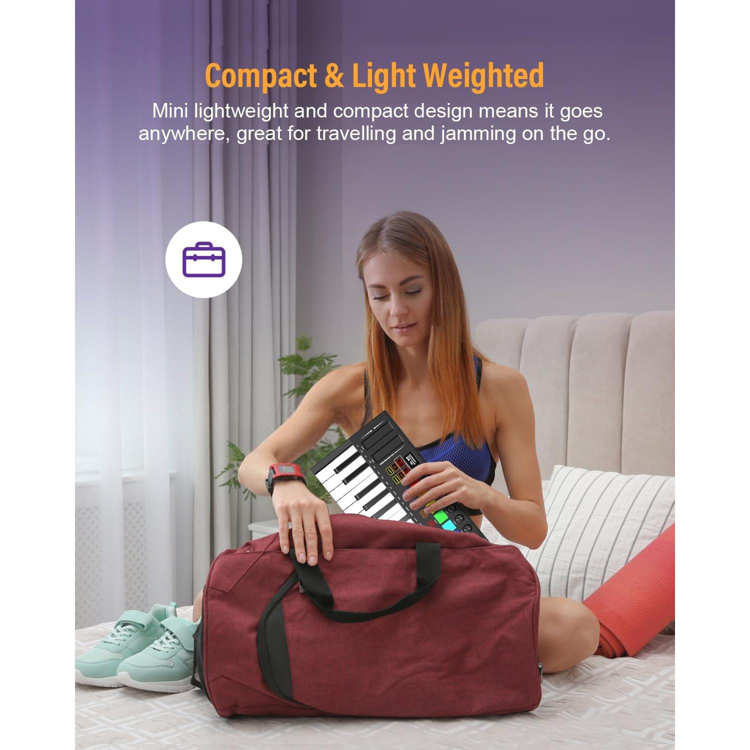 Controlador MIDI OYAYO 25 Teclas USB con Pads Retroiluminados