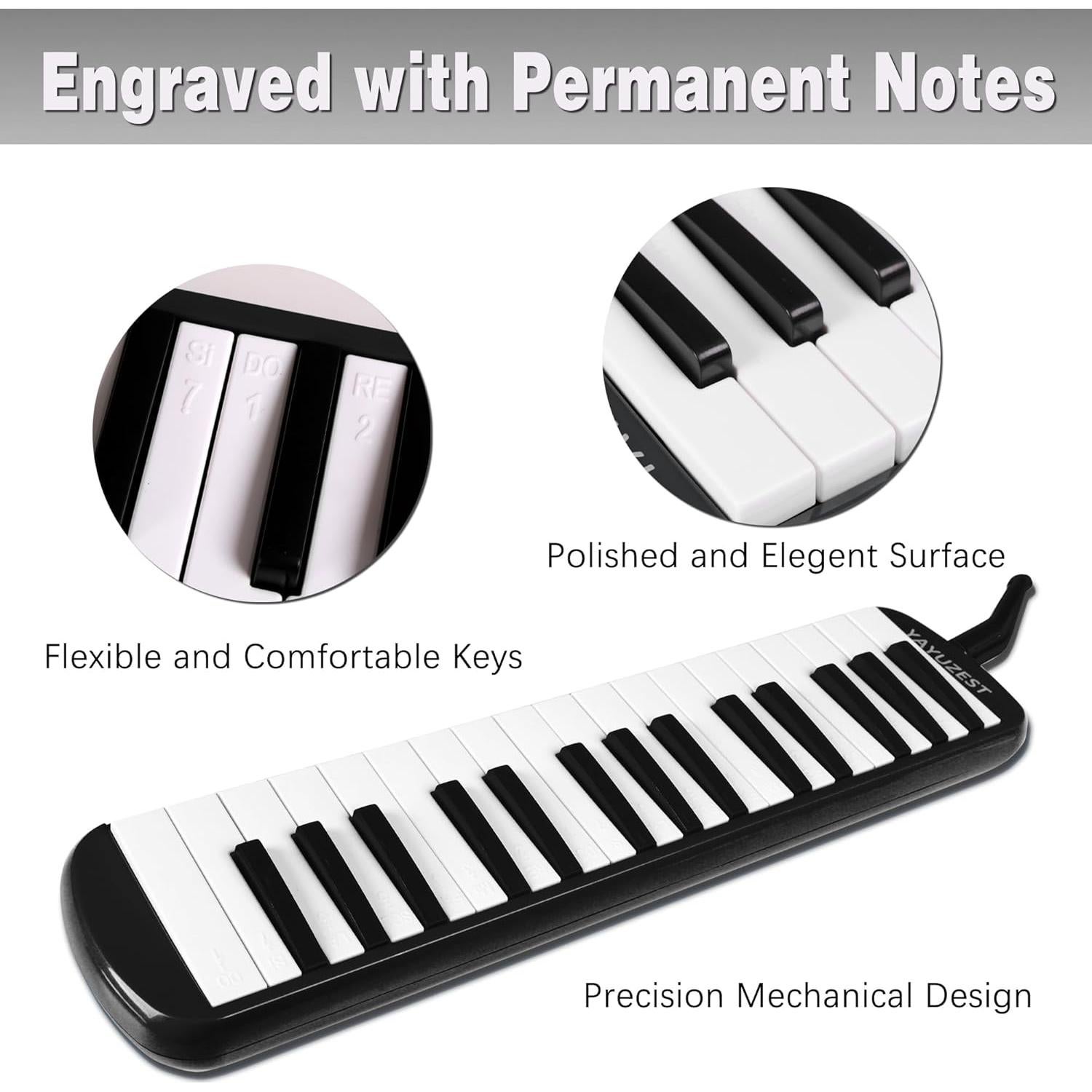 Melódica Soprano YAYUZEST 32 Teclas Negra con Accesorios