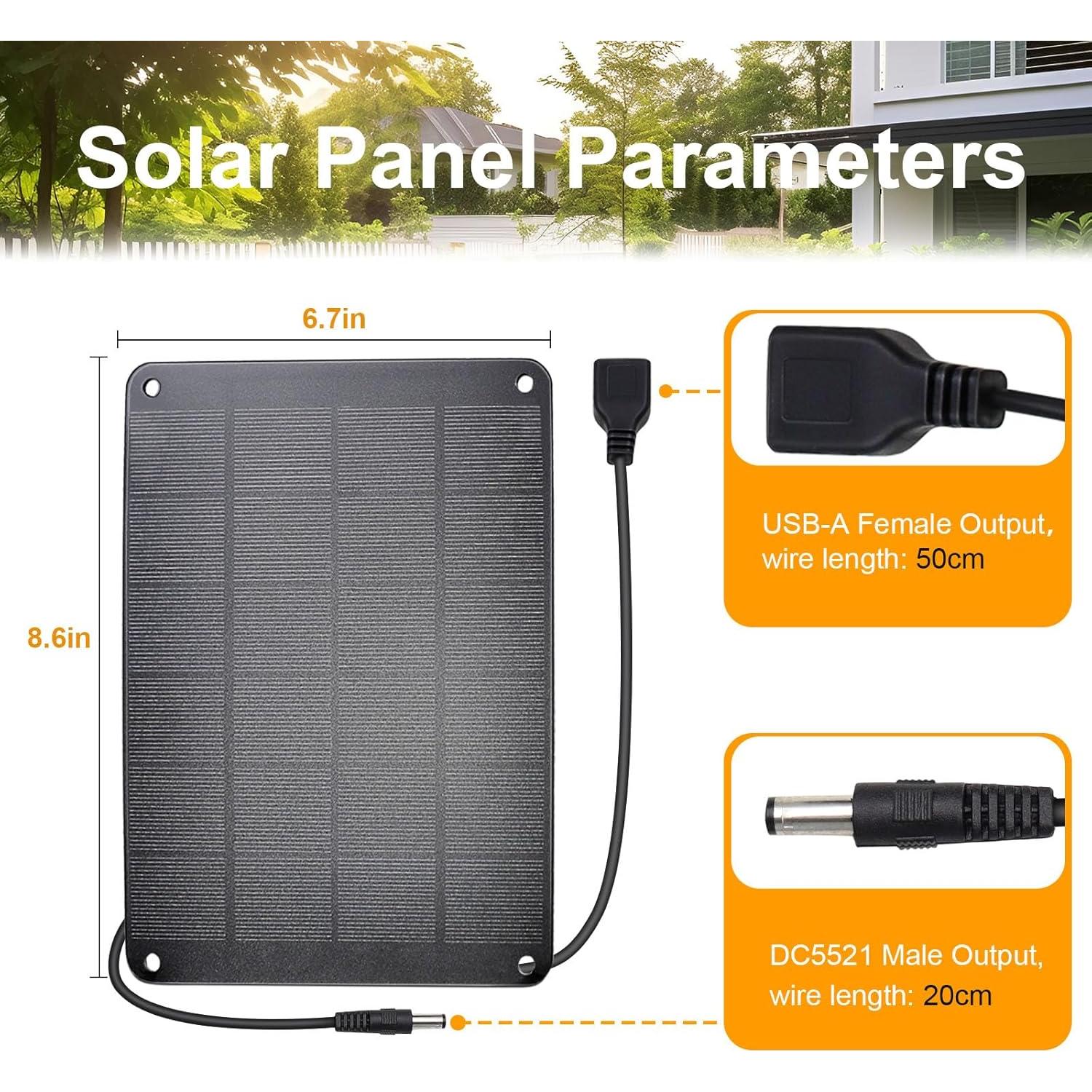 Panel Solar Monocristalino KBT 5V 6W Impermeable USB-A