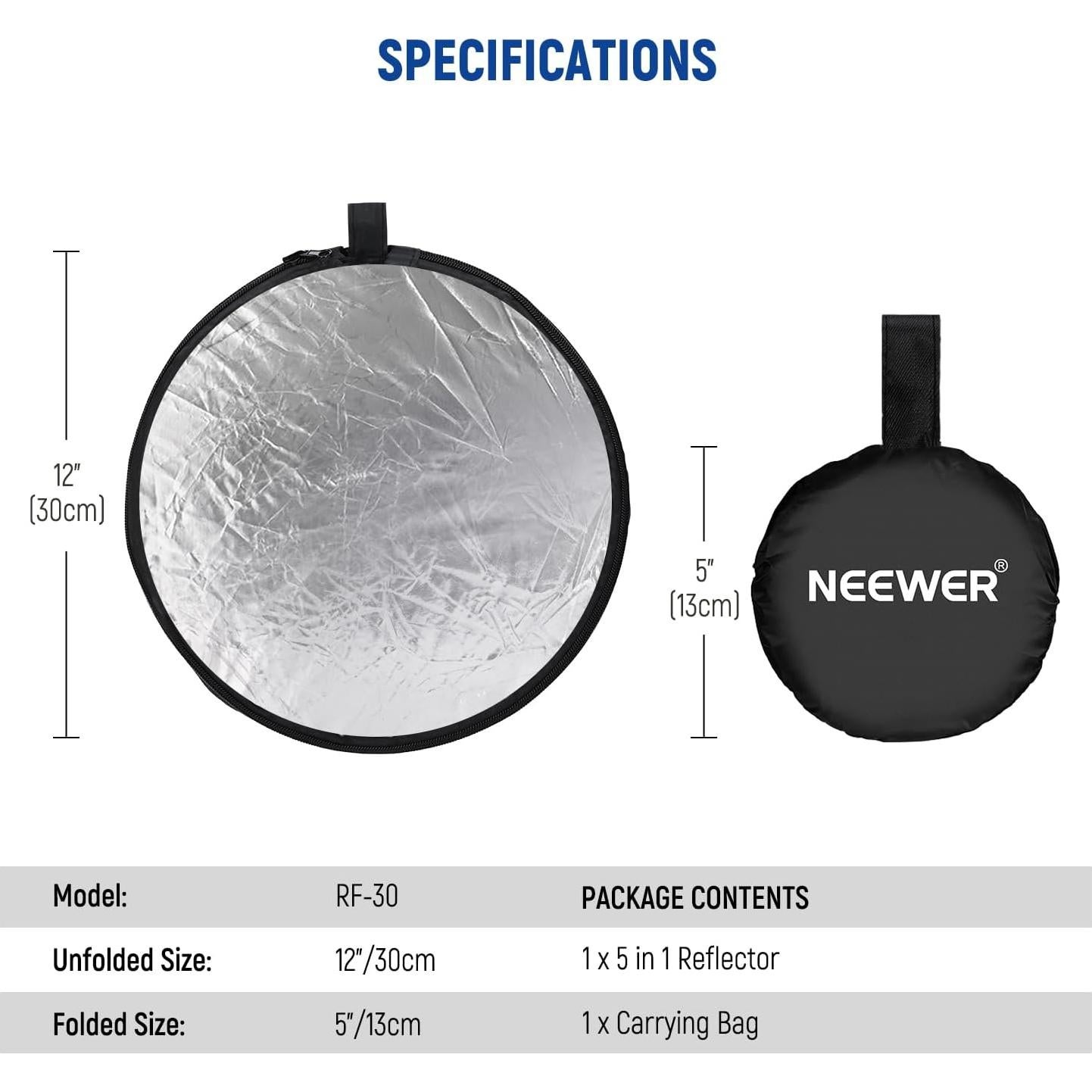 Reflector de Luz Difusor 5 en 1 NEEWER 30cm Plegable