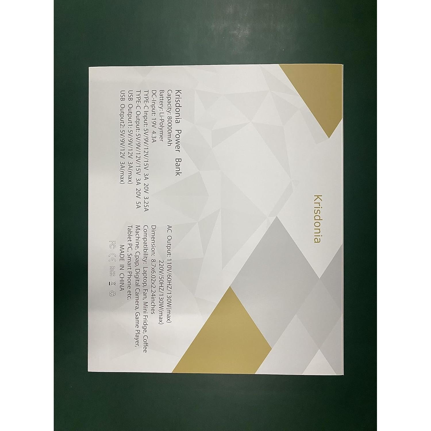 Krisdonia Power Bank 80000mAh 130W Cargador Portátil USB-C