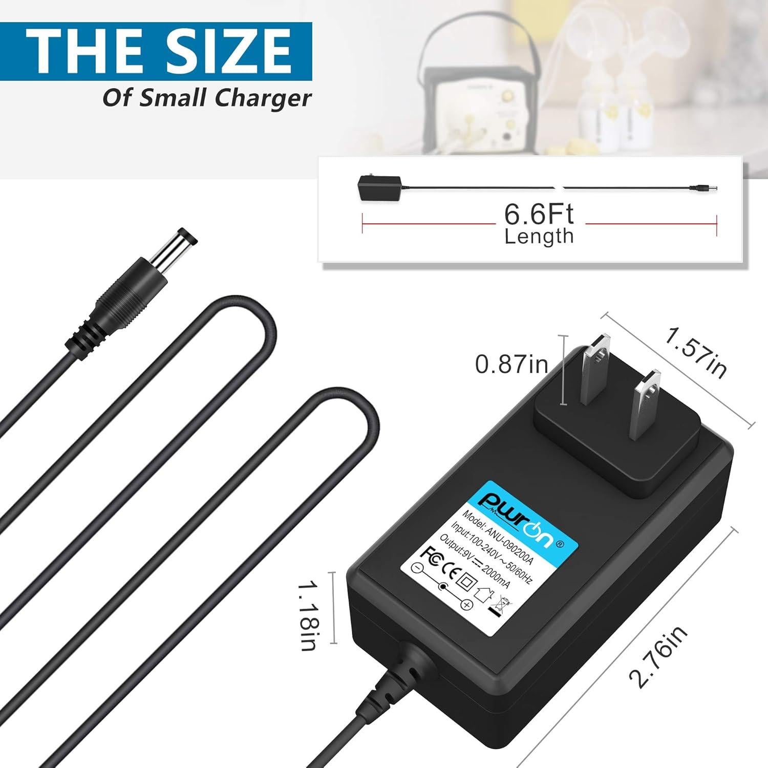 Adaptador de CA a CC 9V PwrON para Bombas Medela Pump in Style