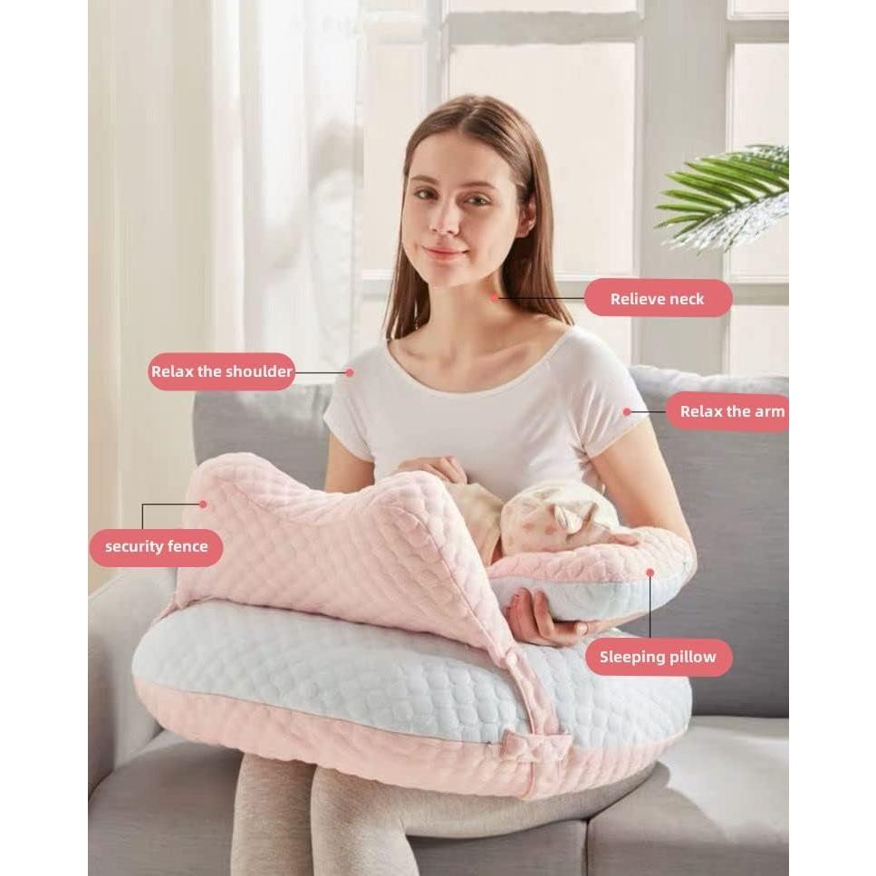 Almohada de Lactancia WYXunPlanet Rosa Ajustable Algodón