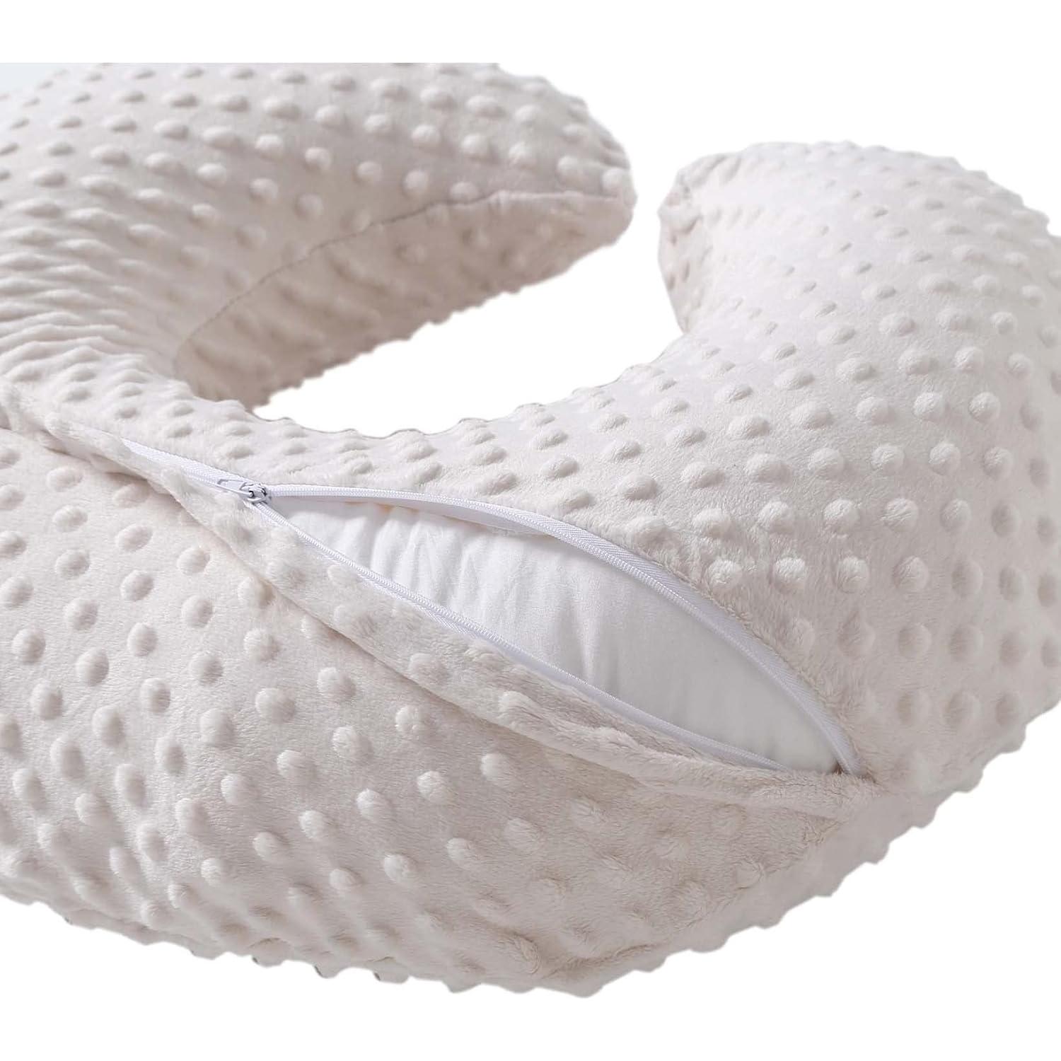 Almohada de Lactancia QUENESS Beige 56x45 cm Suave Desmontable