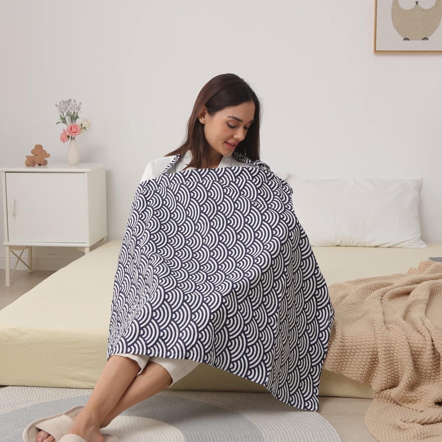 Cubierta de Lactancia Insular 100% Algodón Ola Negra