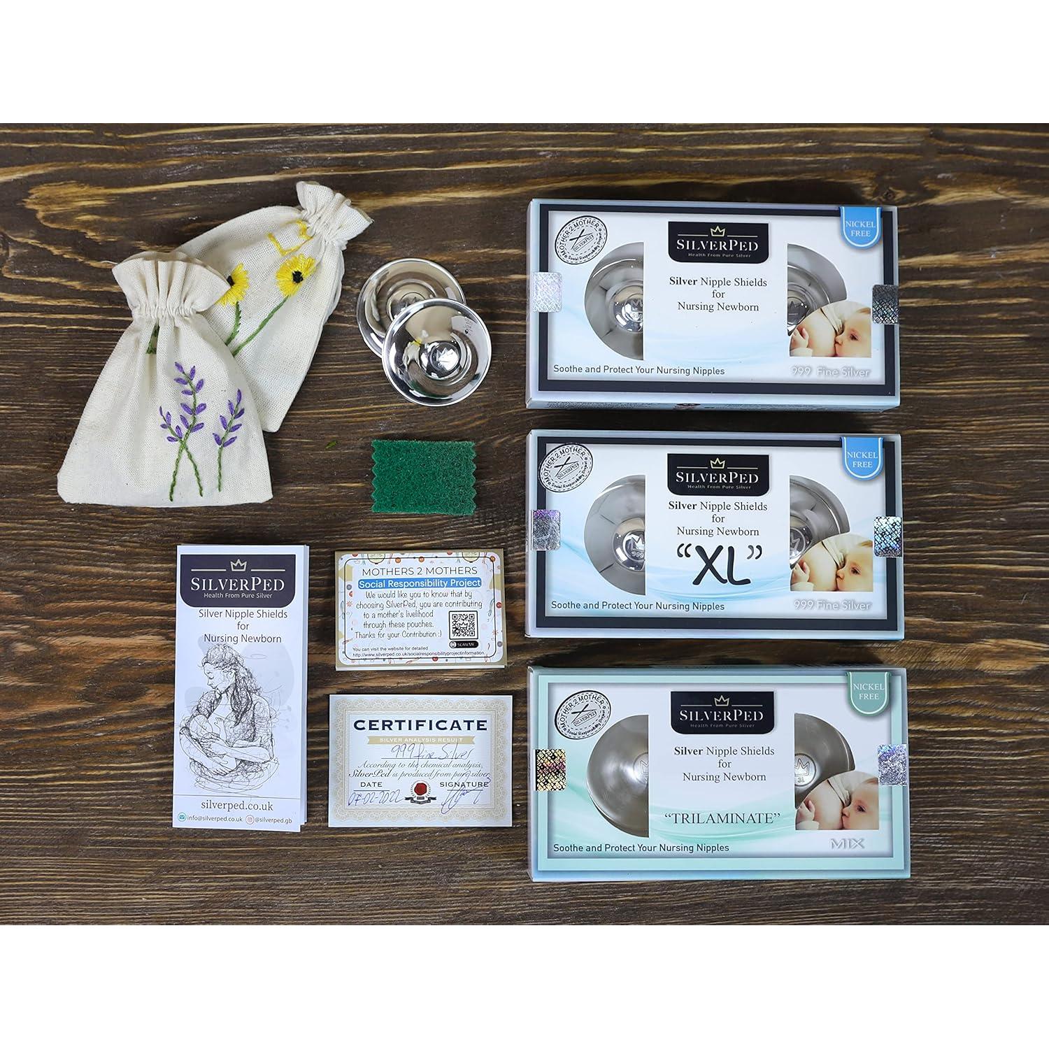 Copas de Lactancia de Plata 999 SilverPed - Alivio Pezones 2 Pzas