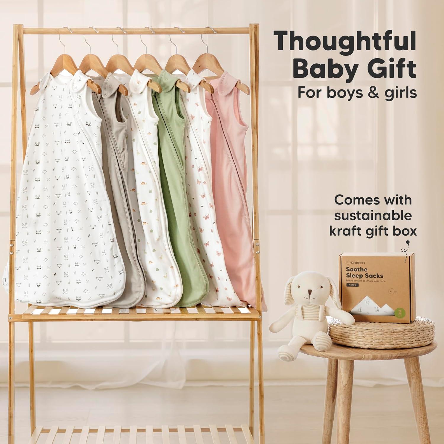 Paquete de 2 Sacos de Sueño Soothe KeaBabies Algodón Orgánico 0.5TOG