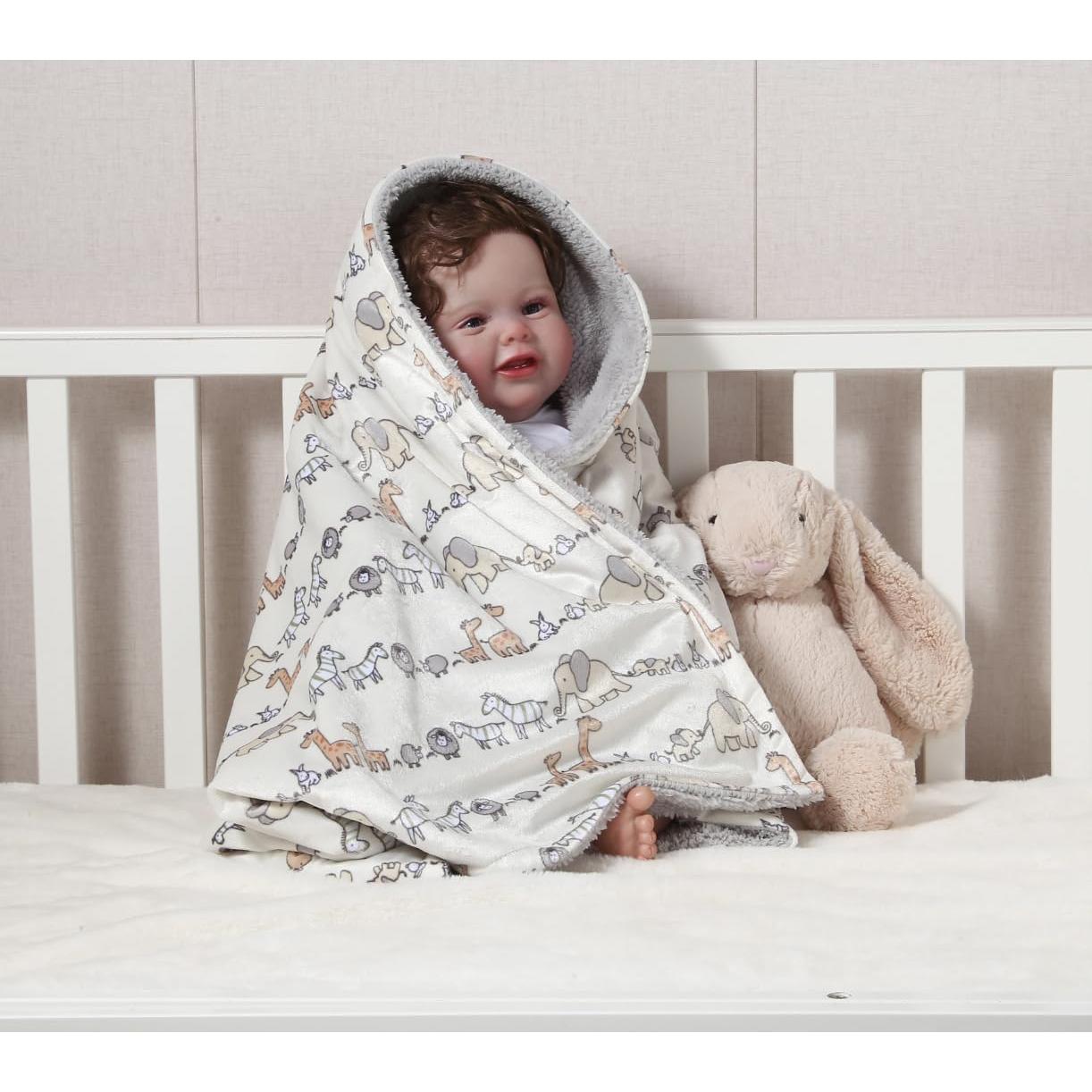 Set de 2 Mantas Suaves CREVENT 76x102cm para Bebés y Niños