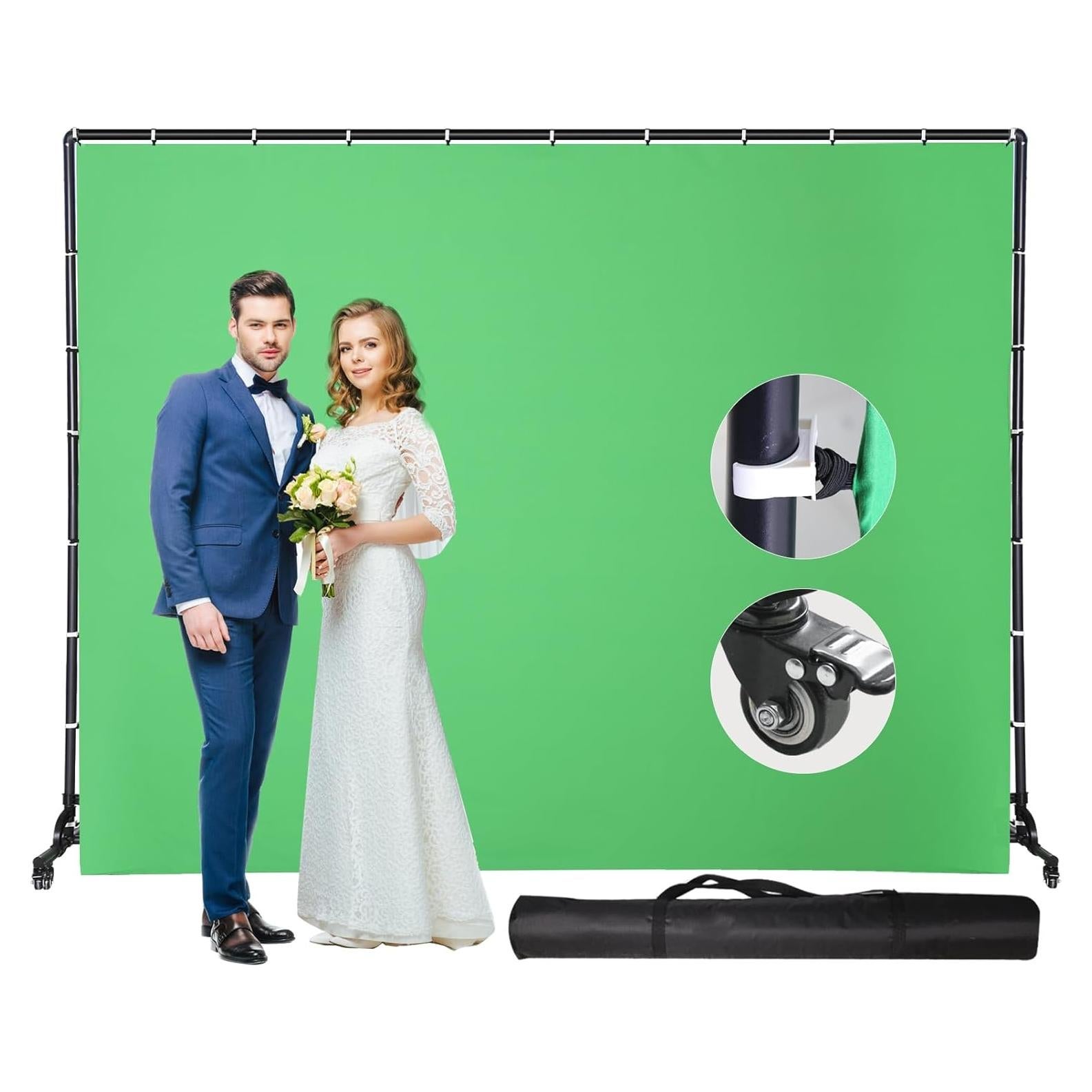 Soporte de fondo verde móvil 2.13x3.05m FEIFANTEAM