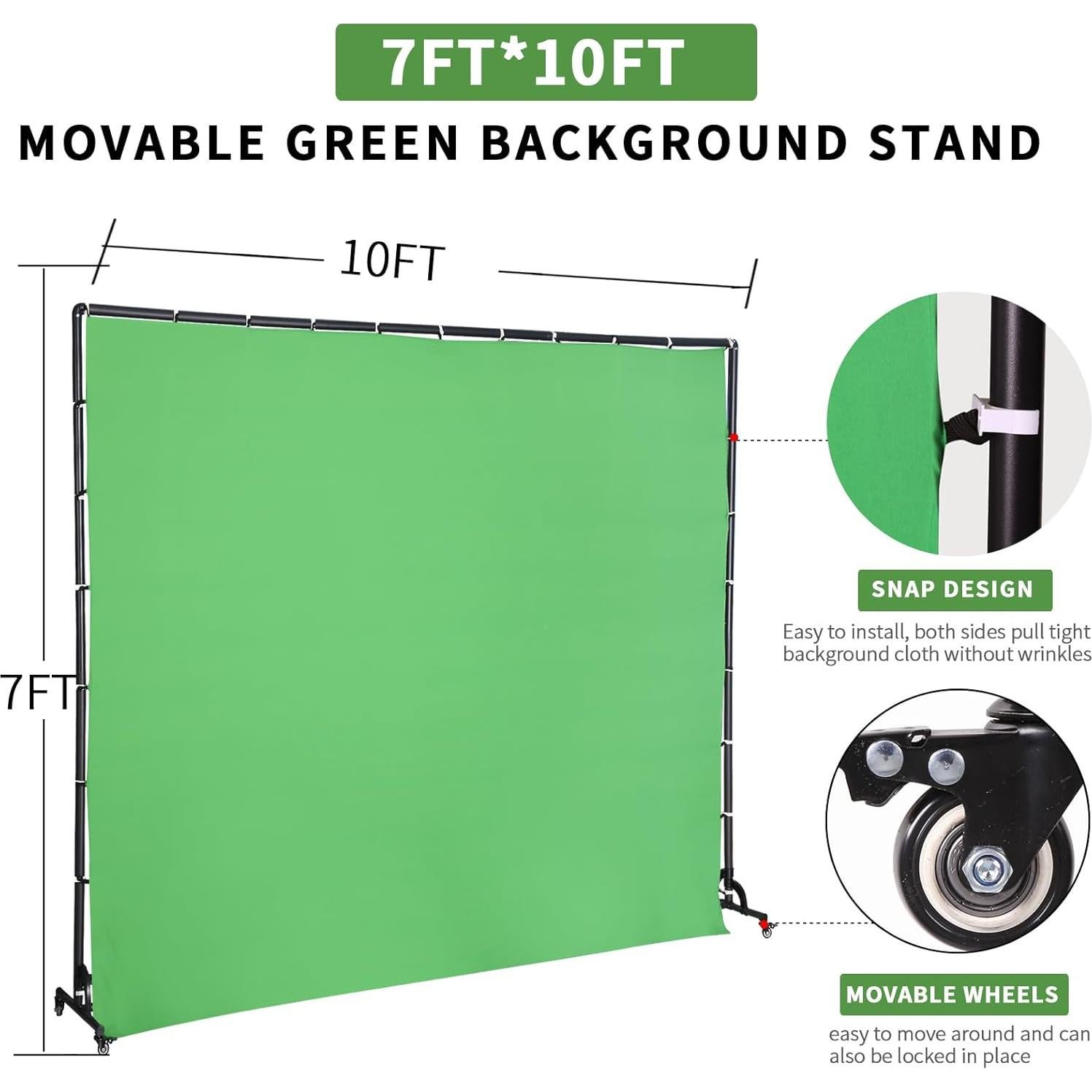 Soporte de fondo verde móvil 2.13x3.05m FEIFANTEAM