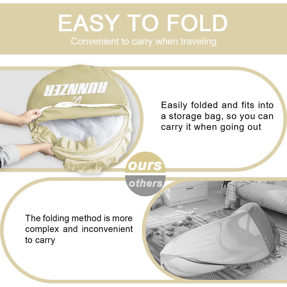 Carpa de Seguridad para Cuna L RUNNZER Beige 1.4x0.7m