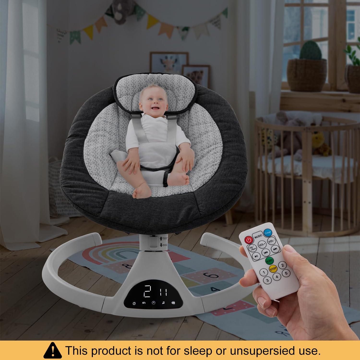 Columpio Eléctrico Portátil Soobaby para Bebés Negro