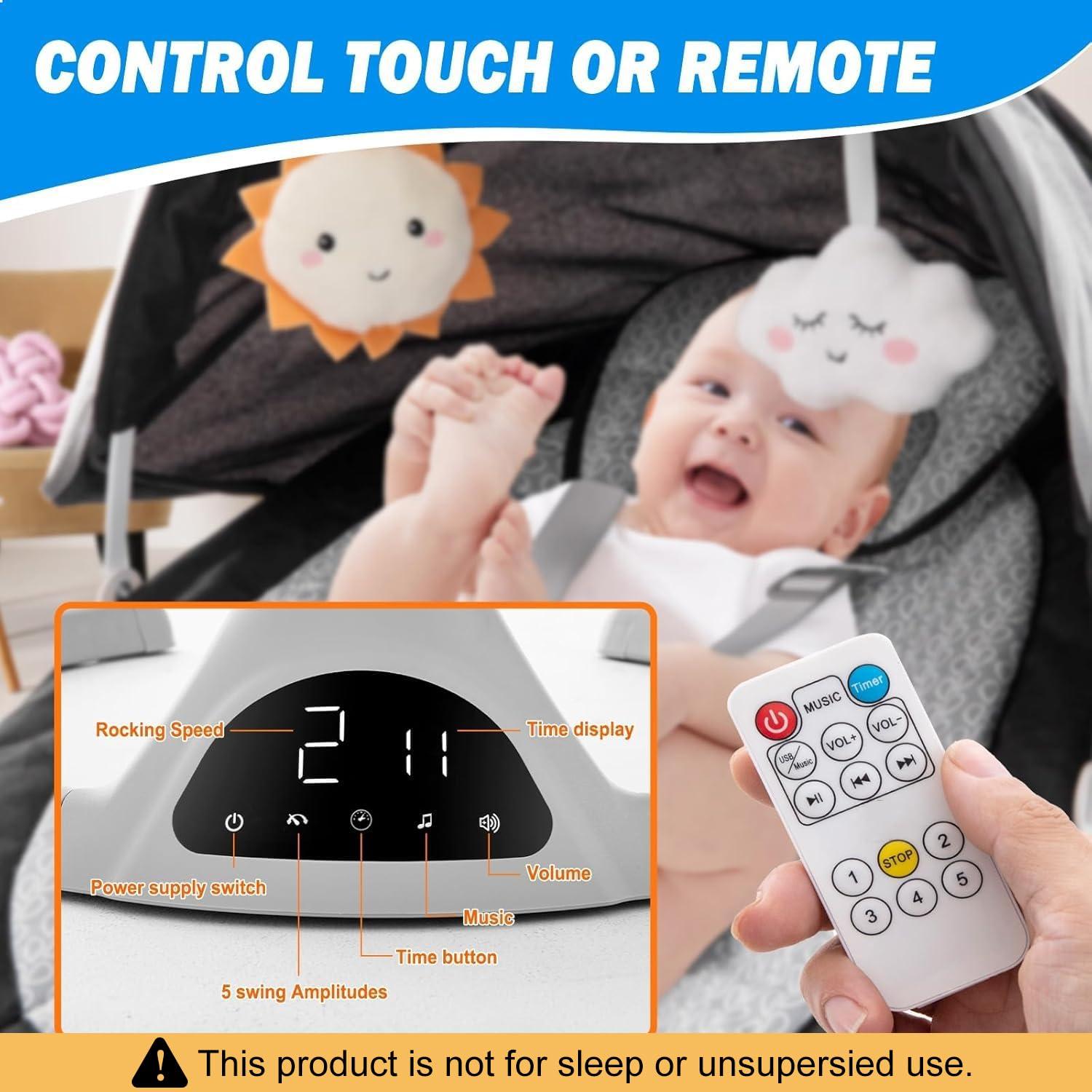 Columpio Eléctrico Portátil Soobaby para Bebés Negro