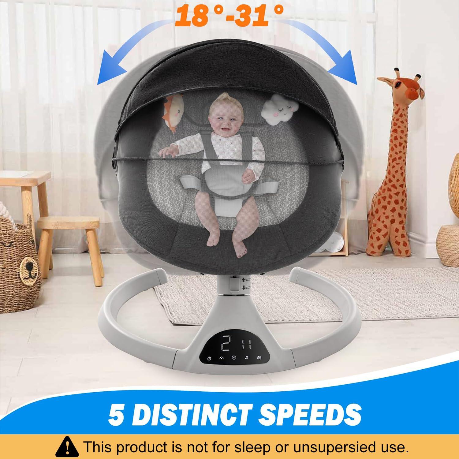 Columpio Eléctrico Portátil Soobaby para Bebés Negro