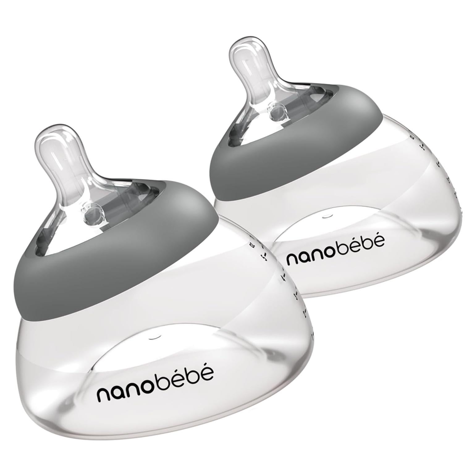 Botella de Leche Materna Nanobebe Anti Cólico Doble Gris