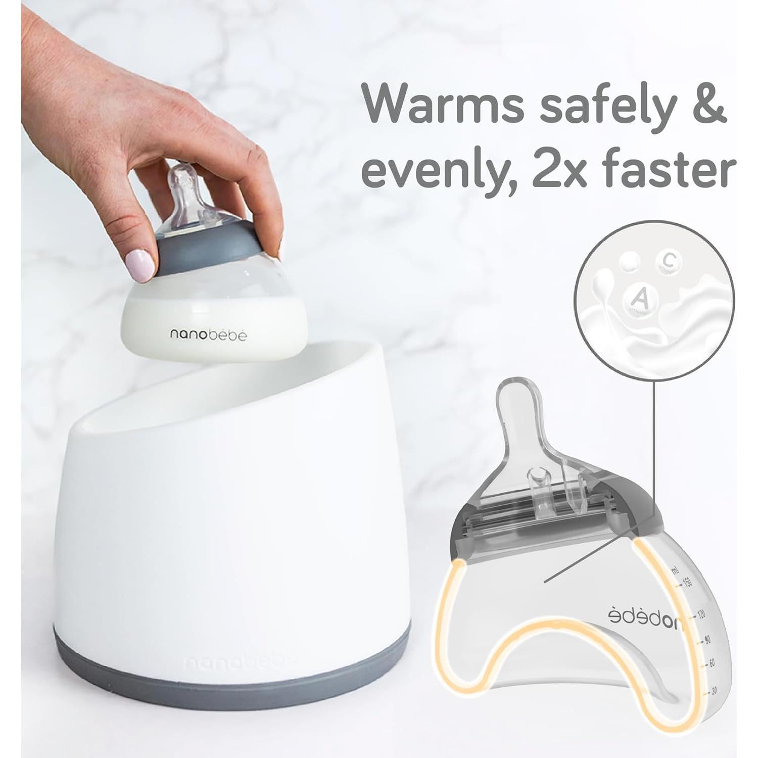 Botella de Leche Materna Nanobebe Anti Cólico Doble Gris