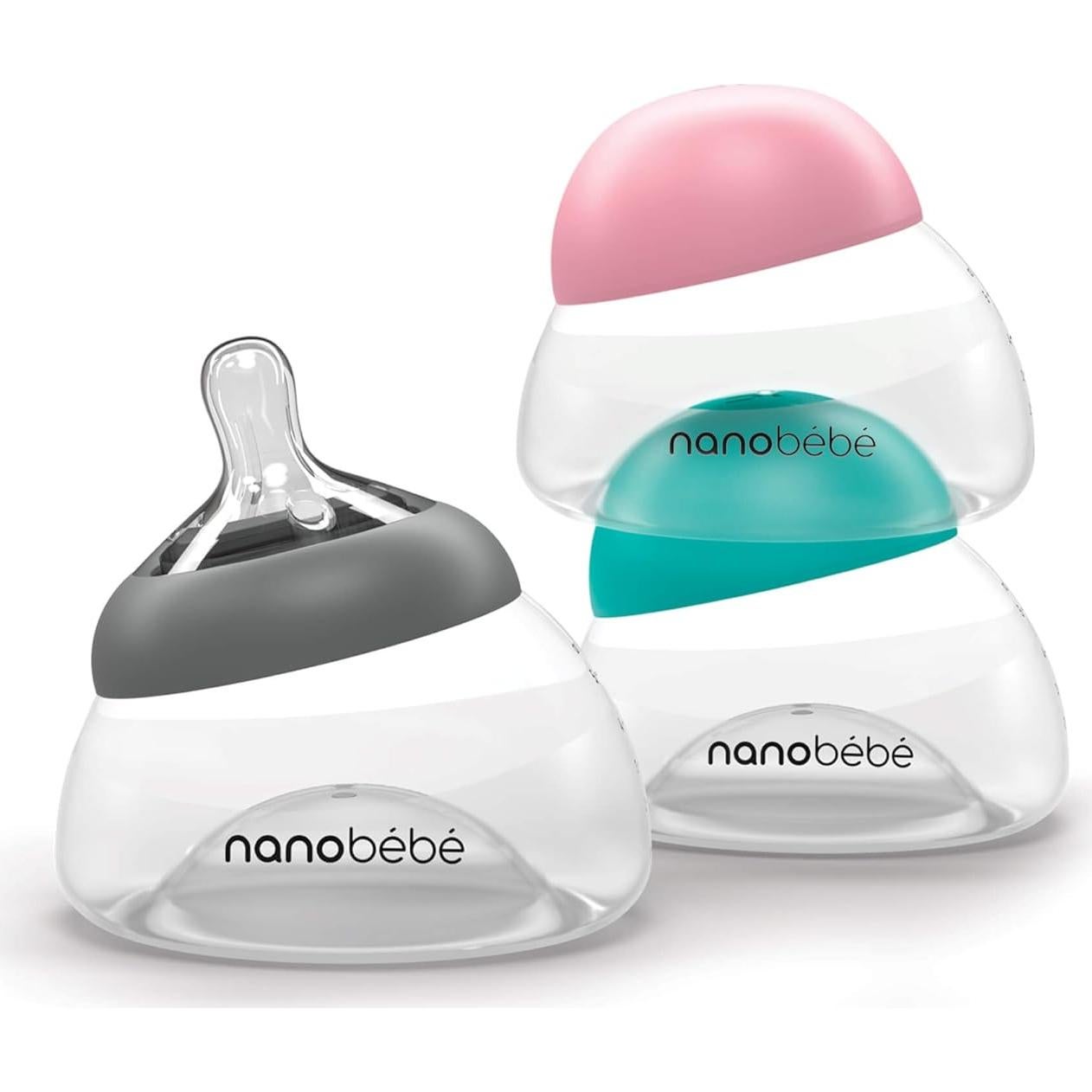 Botella de Leche Materna Nanobebe Anti Cólico Doble Gris