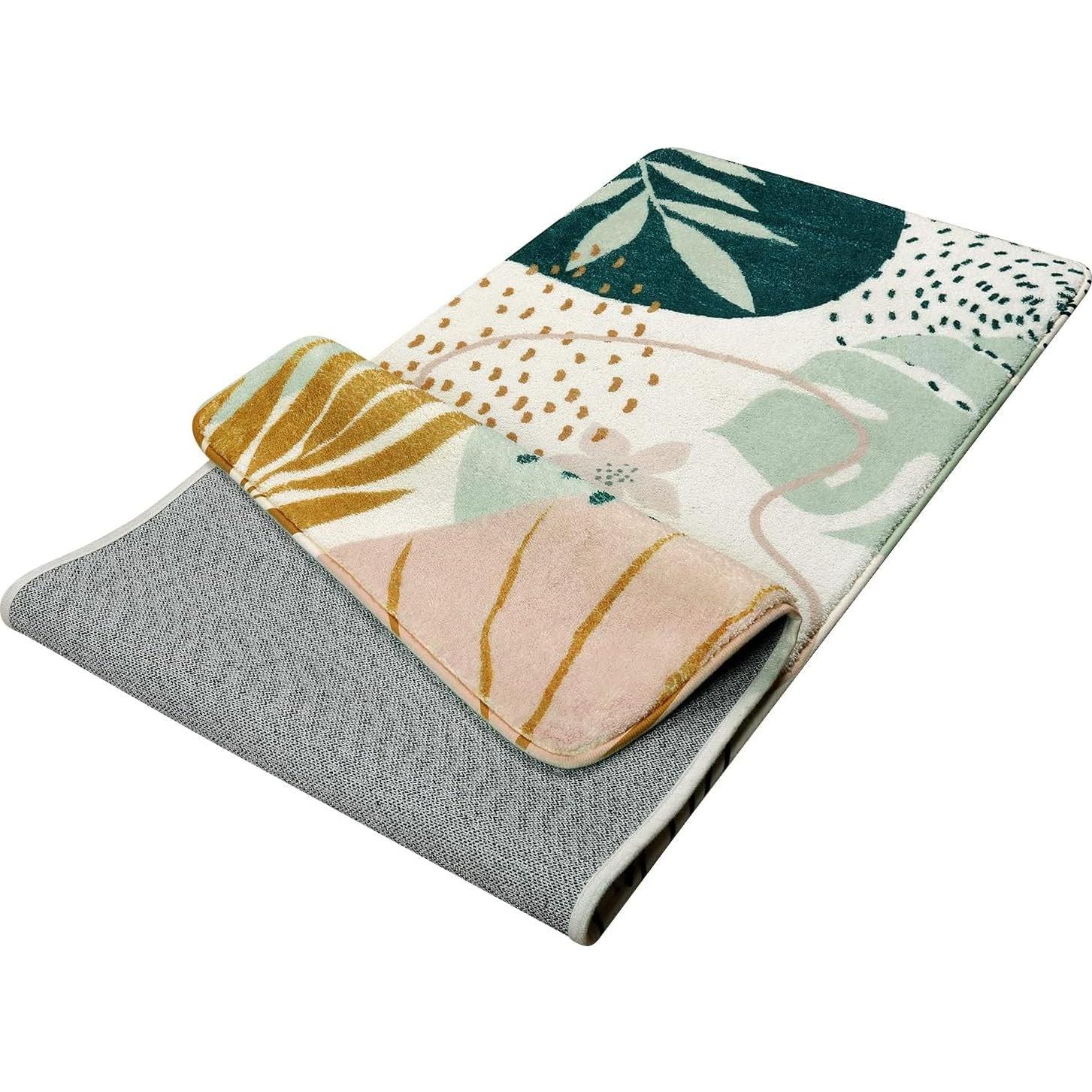 Alfombra de Baño Uphome Verde Abstracta Antideslizante 45x119cm